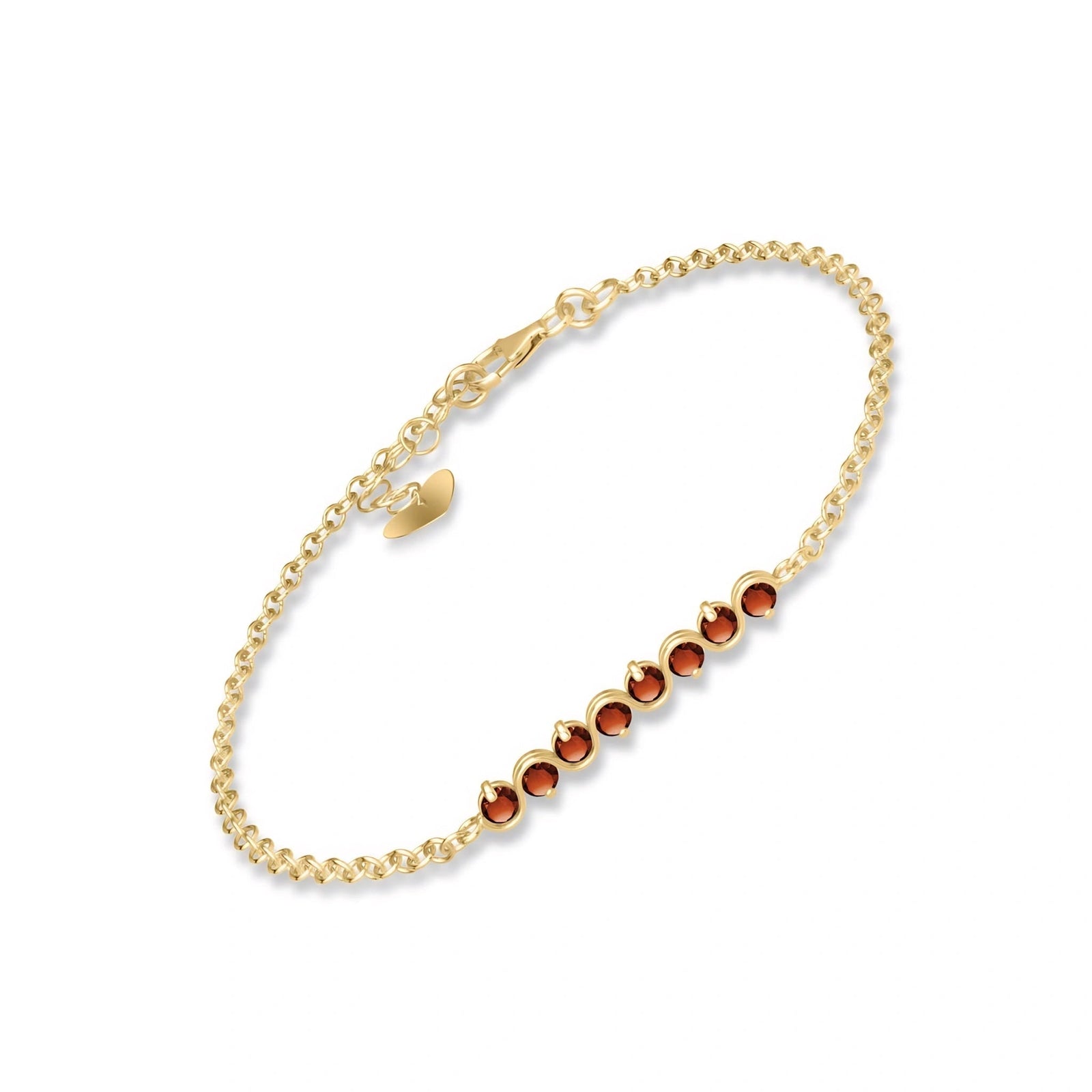Yellow Gold Bracelet Garnet 10K — Isolina