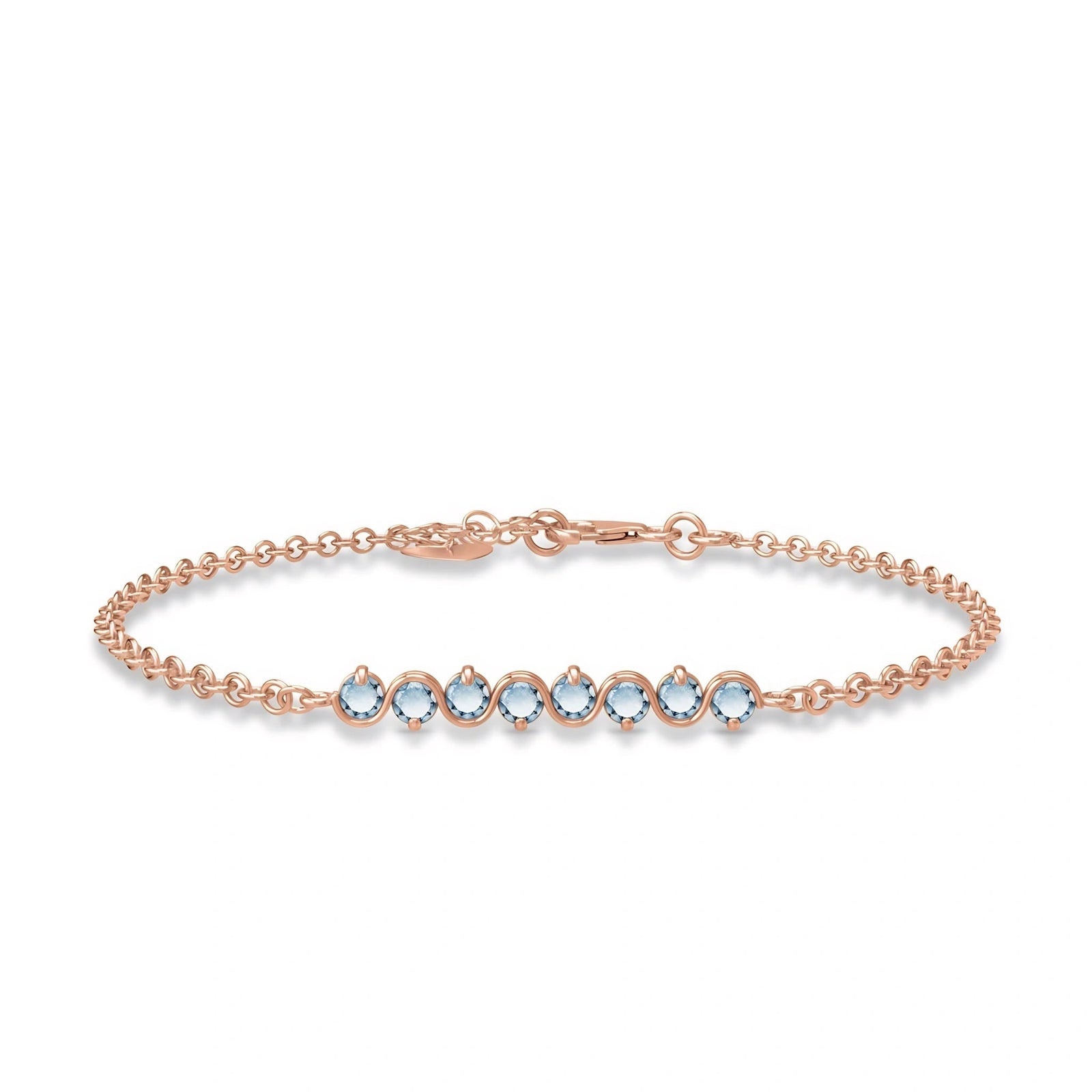 Rose Gold Bracelet Aquamarine 10K — Isolina