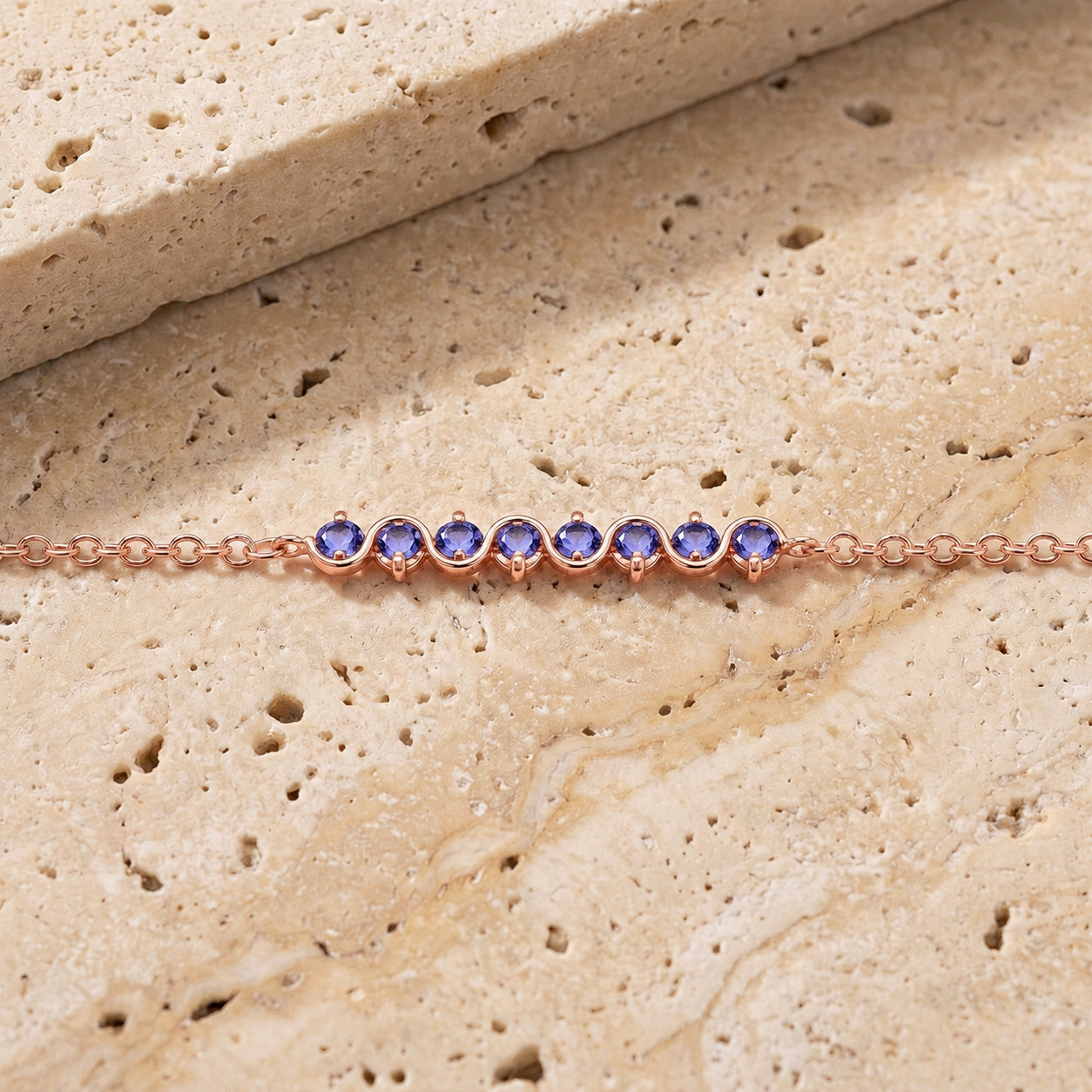Rose Gold Bracelet Aquamarine 10K — Isolina