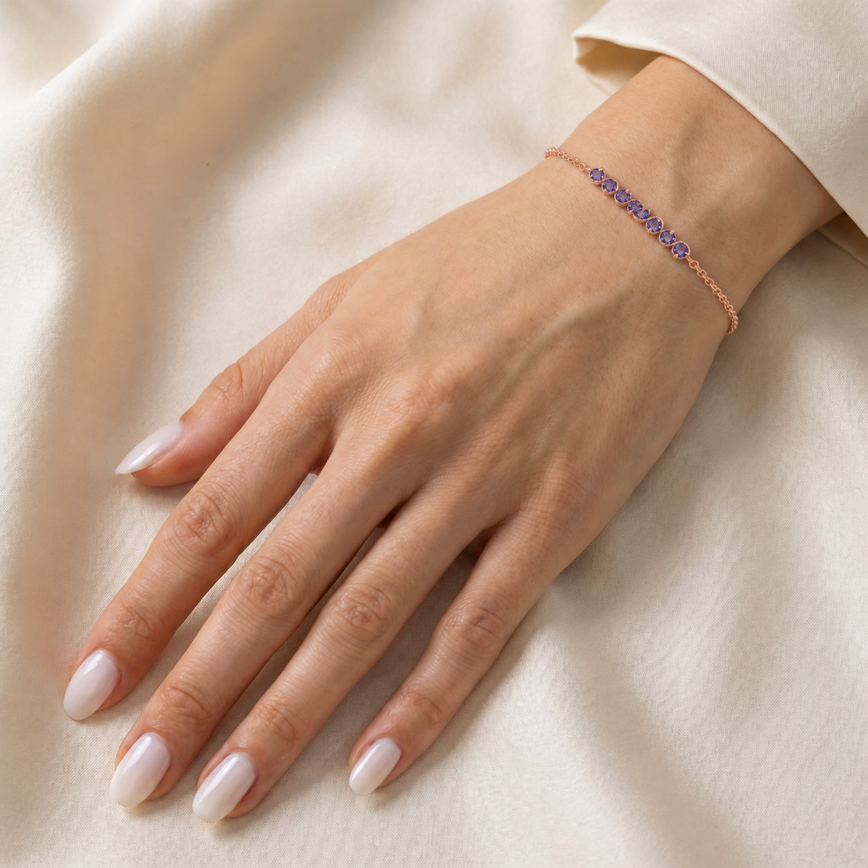 Rose Gold Bracelet Aquamarine 10K — Isolina