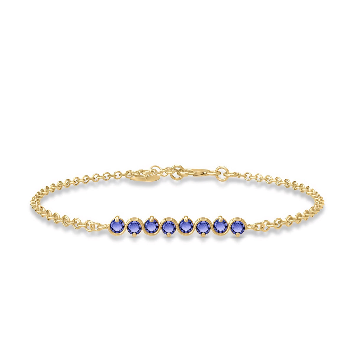 Yellow Gold Bracelet Aquamarine 10K — Isolina