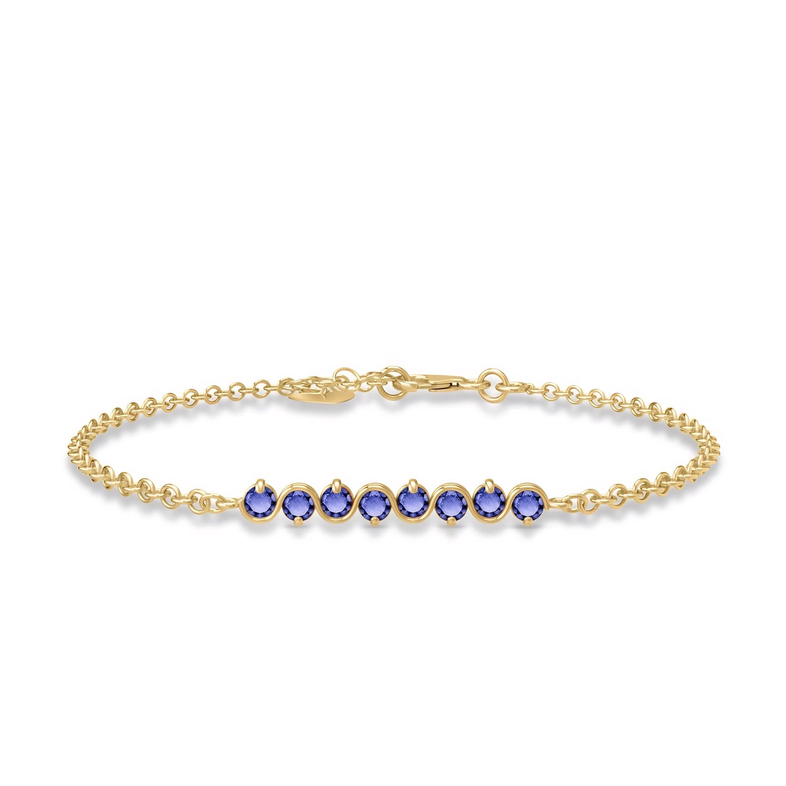 Yellow Gold Bracelet Aquamarine 10K — Isolina