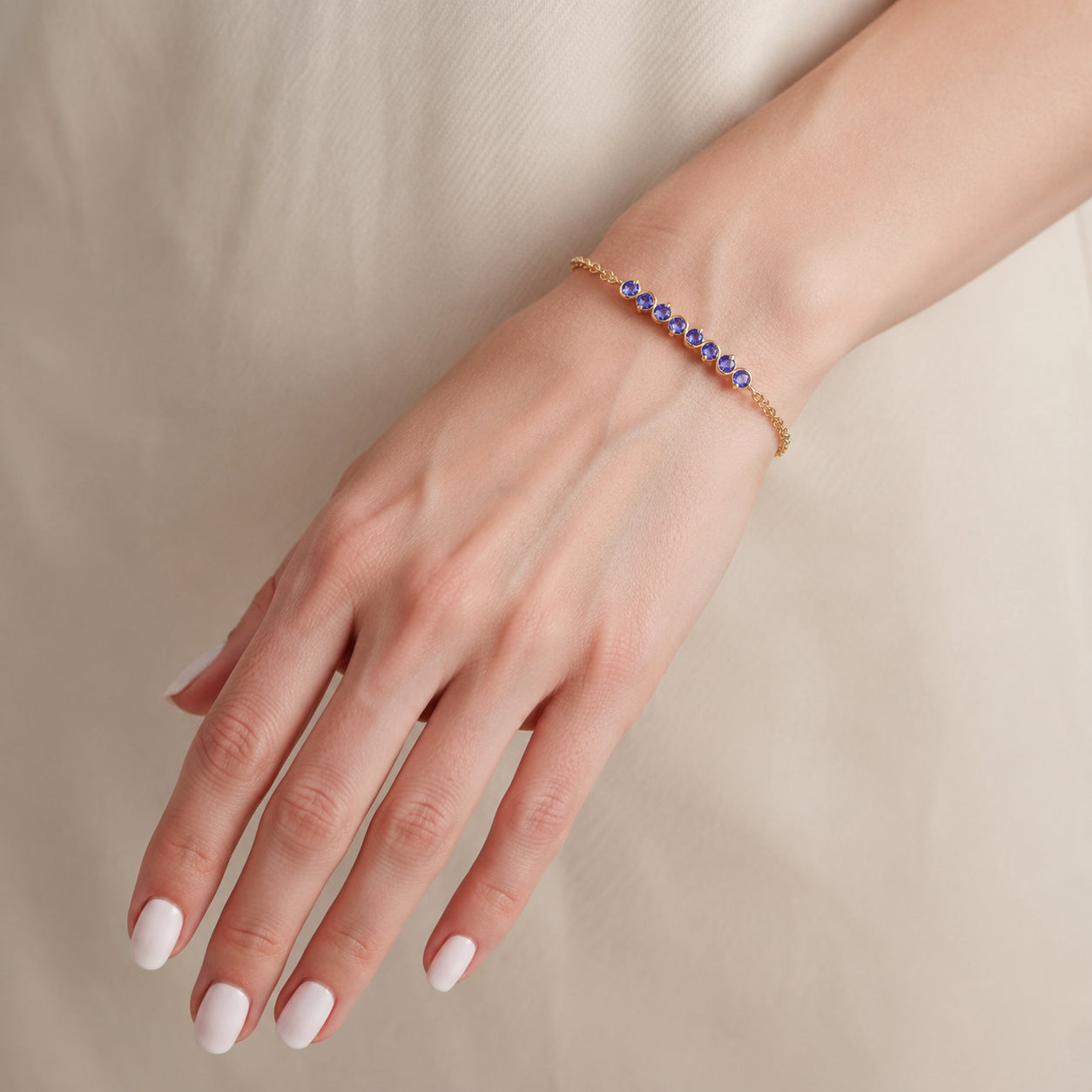 Yellow Gold Bracelet Aquamarine 10K — Isolina