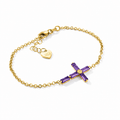 Yellow Gold Cross Bracelet Amethyst 10K — Ines