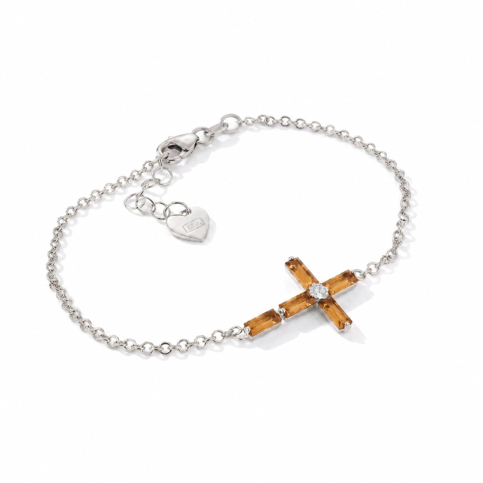 White Gold Cross Bracelet Citrine 10K — Ines