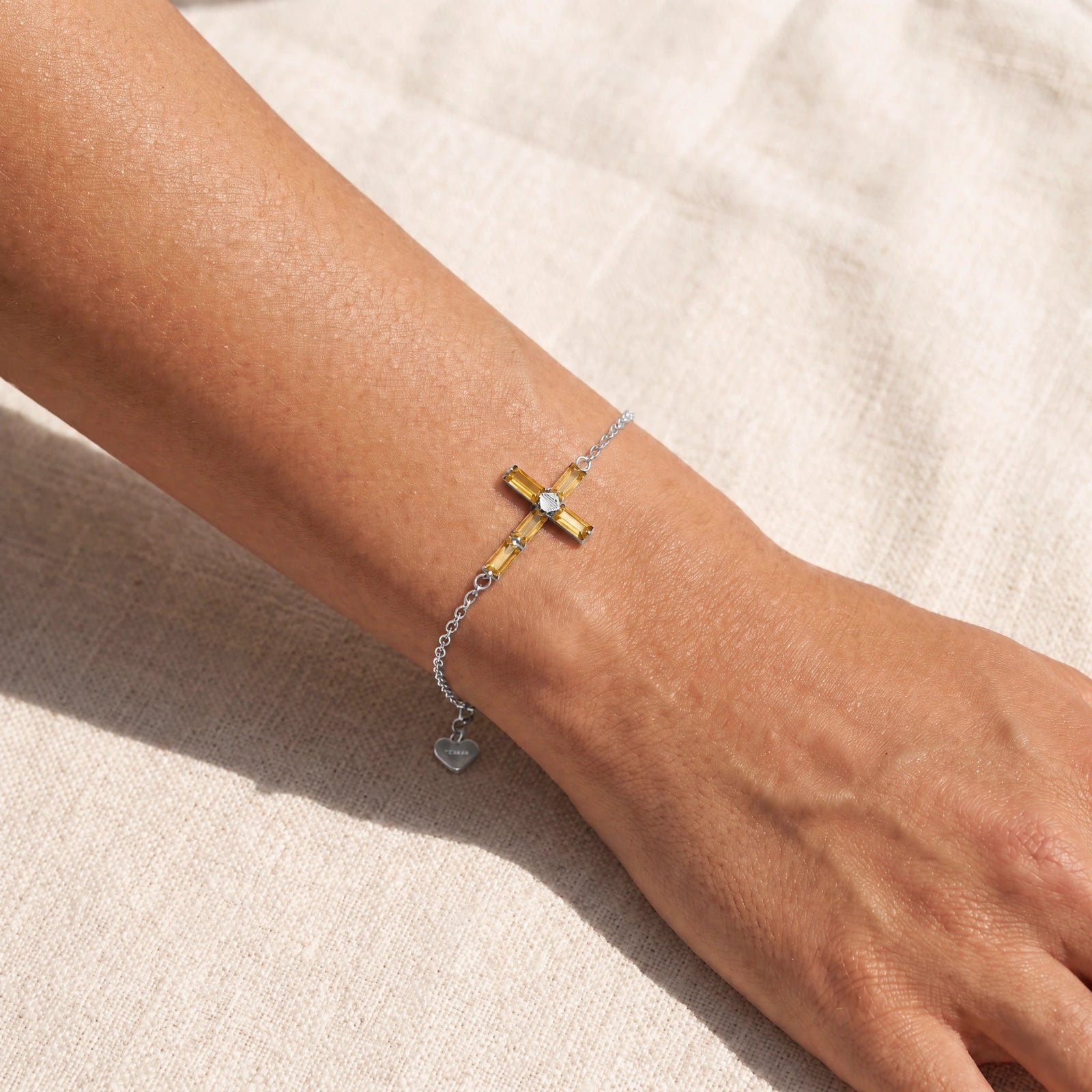 White Gold Cross Bracelet Citrine 10K — Ines
