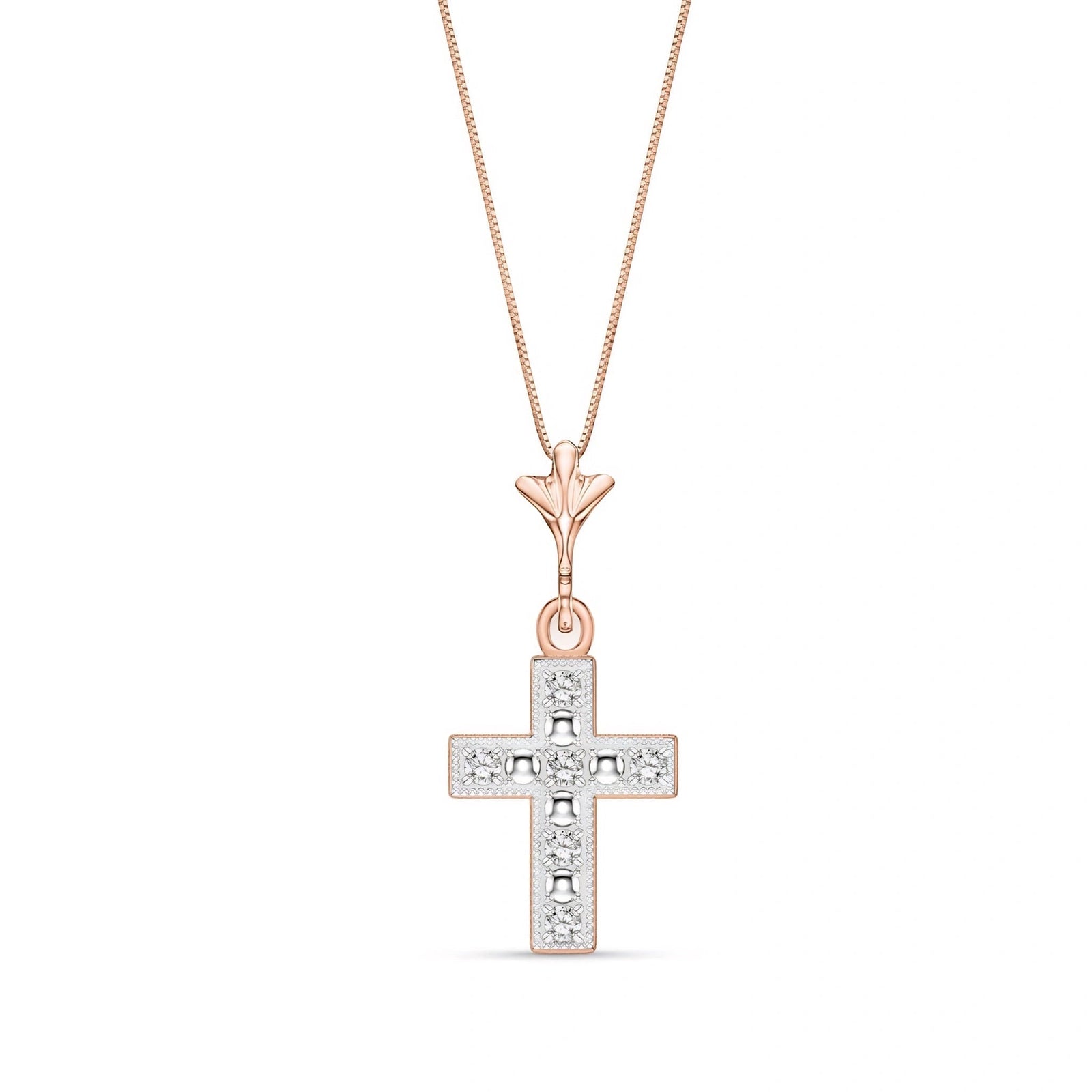 Rose Gold Aura Cross Pendant Necklace Diamond 10K — Egle