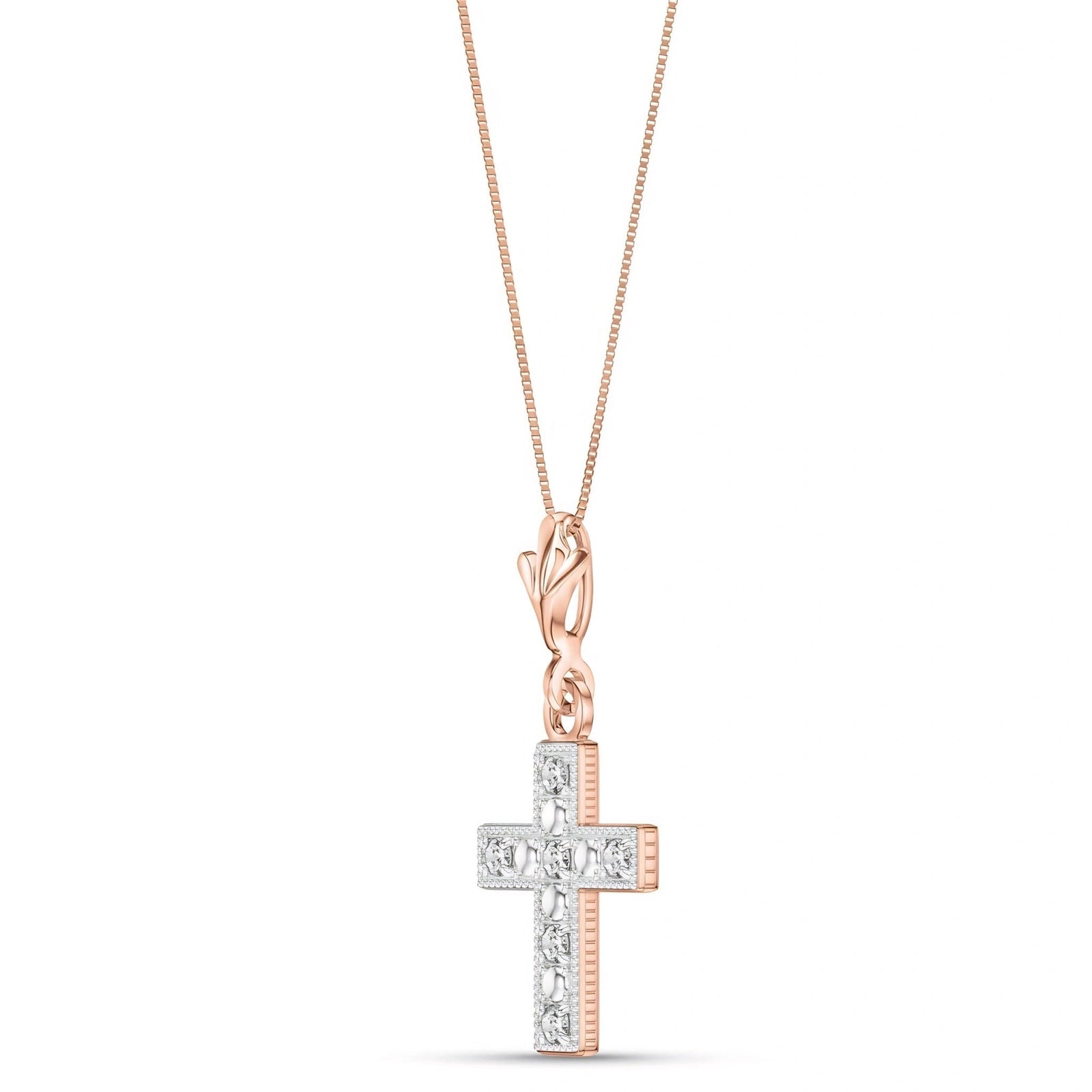 Rose Gold Aura Cross Pendant Necklace Diamond 10K — Egle