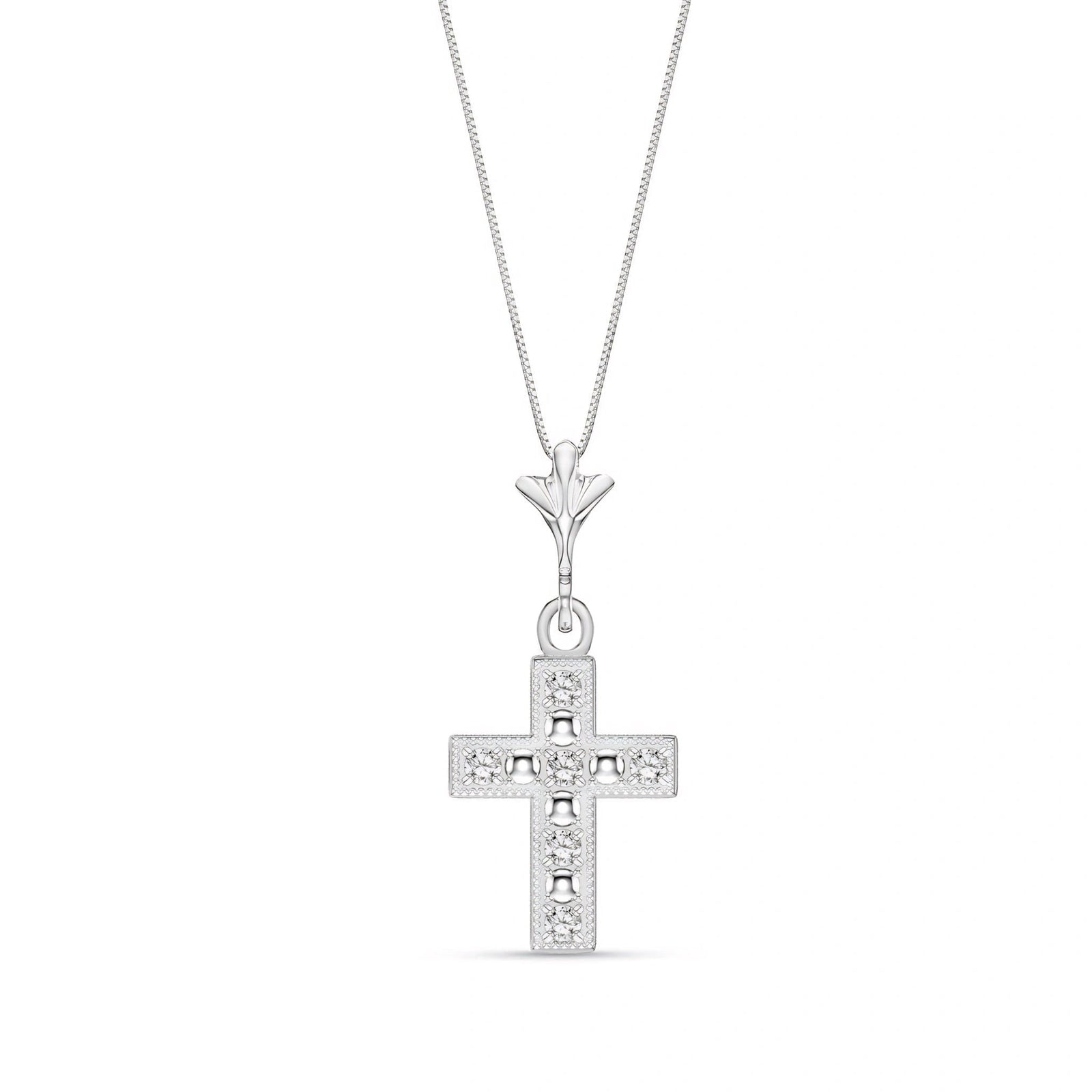 White Gold Aura Cross Pendant Necklace Diamond 10K — Egle
