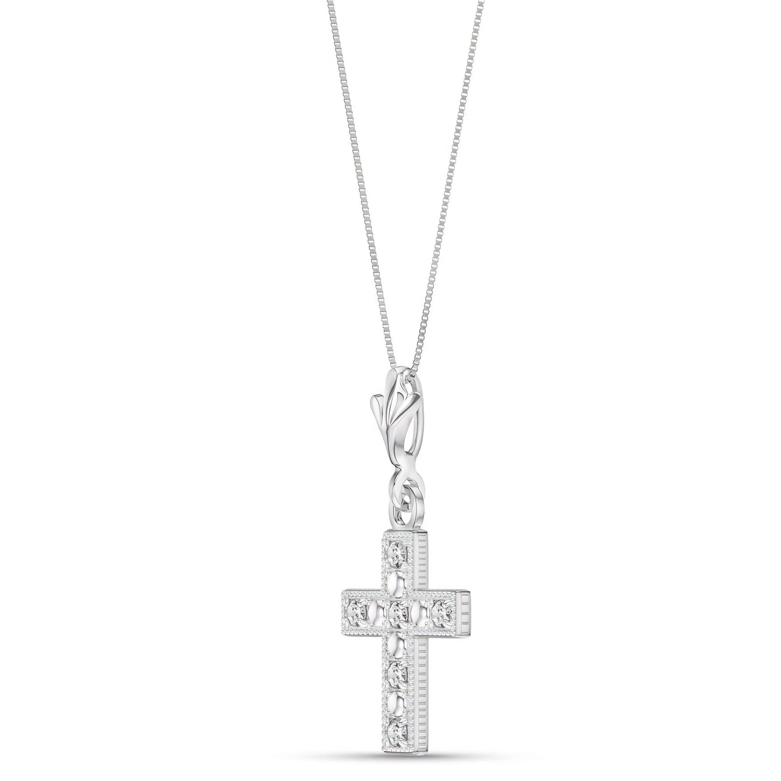 White Gold Aura Cross Pendant Necklace Diamond 10K — Egle