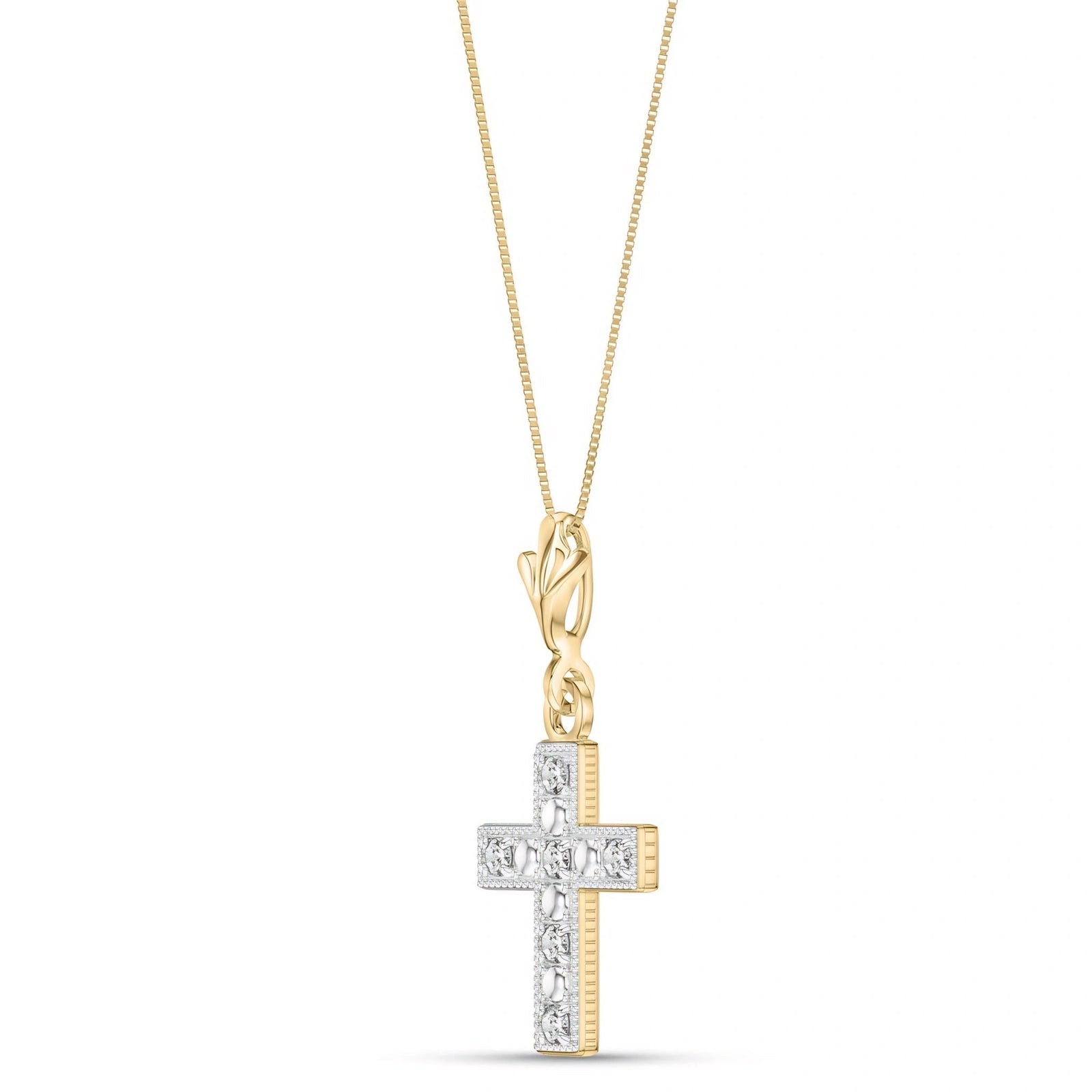 Yellow Gold Aura Cross Pendant Necklace Diamond 10K — Egle