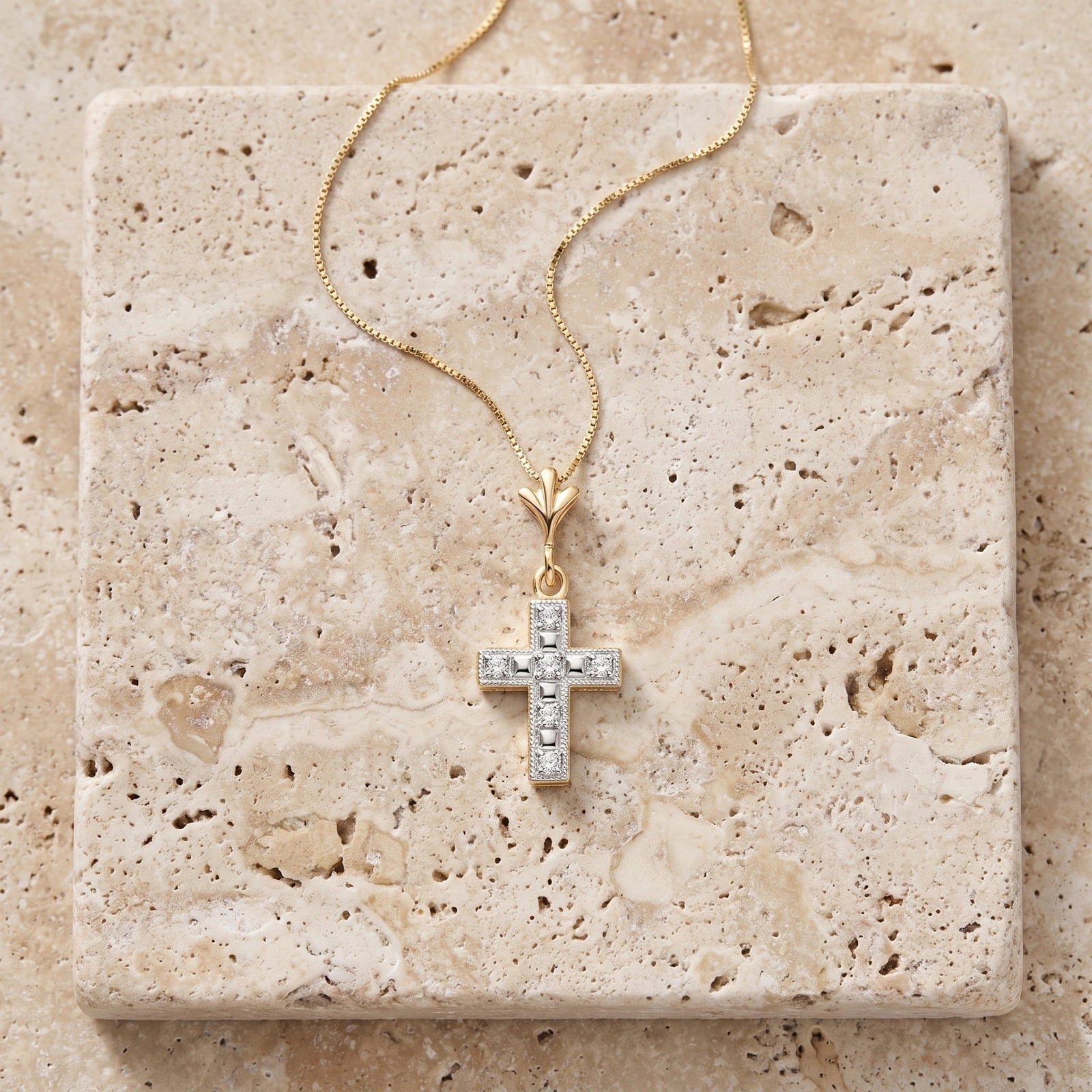 Yellow Gold Aura Cross Pendant Necklace Diamond 10K — Egle