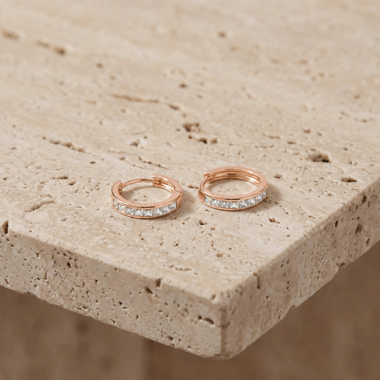Rose Gold Earrings Zirconia 10K — Rachele