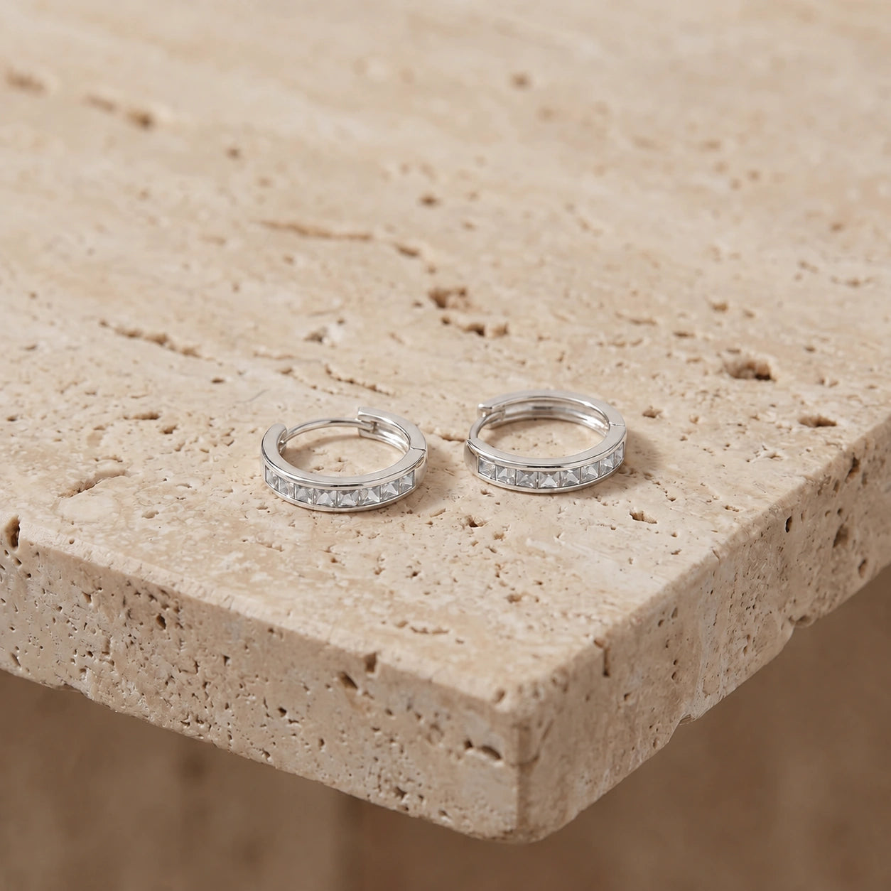 White Gold Earrings Zirconia 10K — Rachele