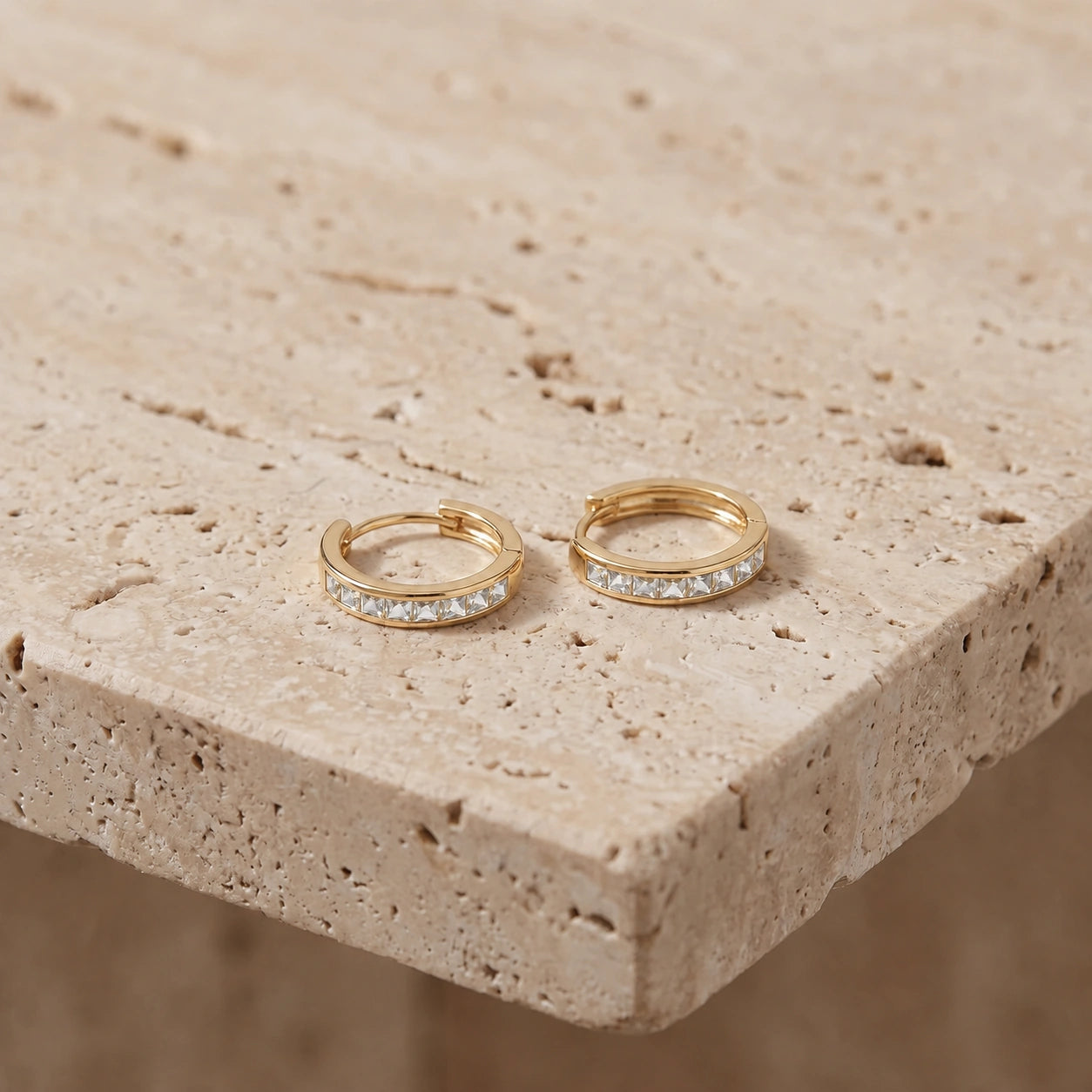 Yellow Gold Earrings Zirconia 10K — Rachele