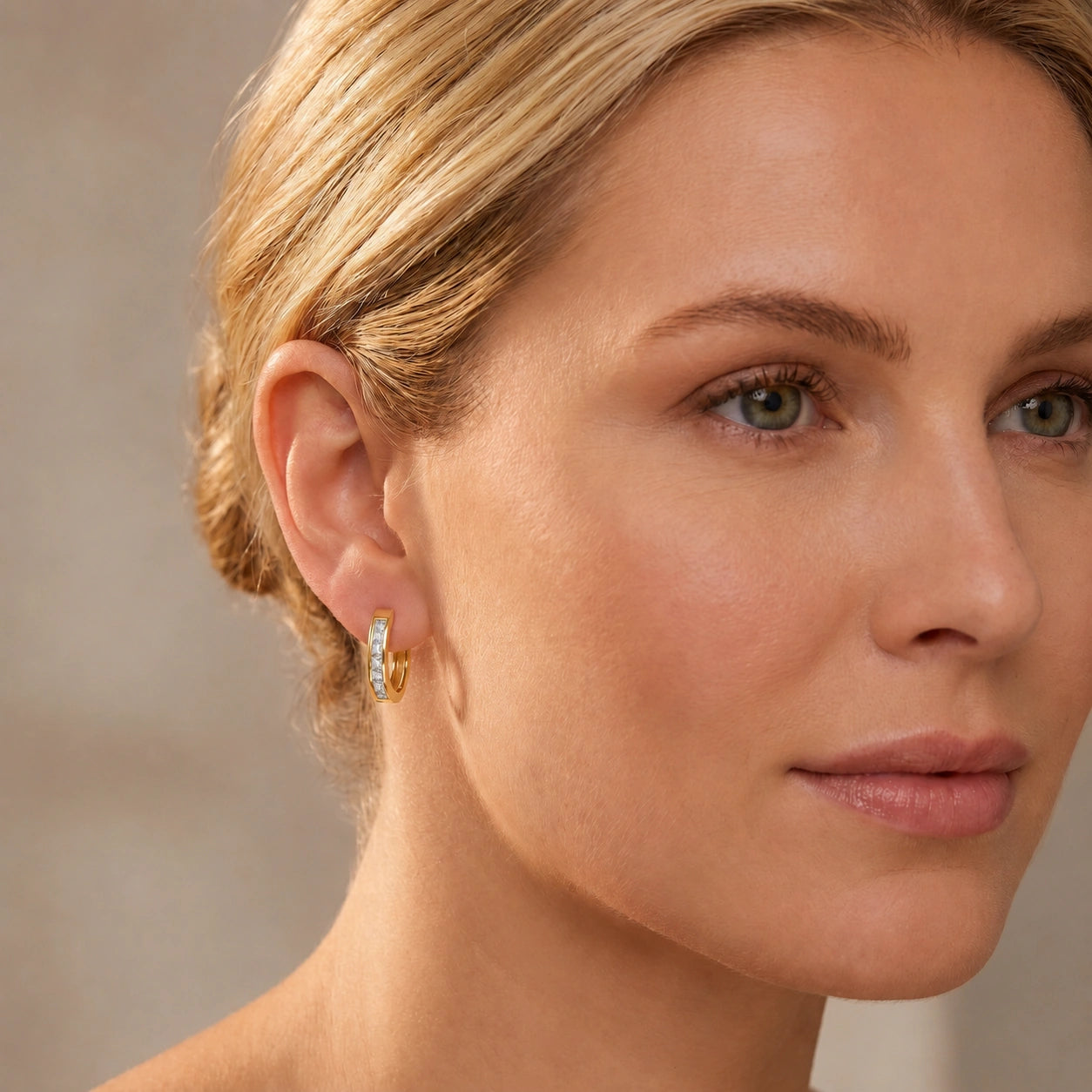 Yellow Gold Earrings Zirconia 10K — Rachele