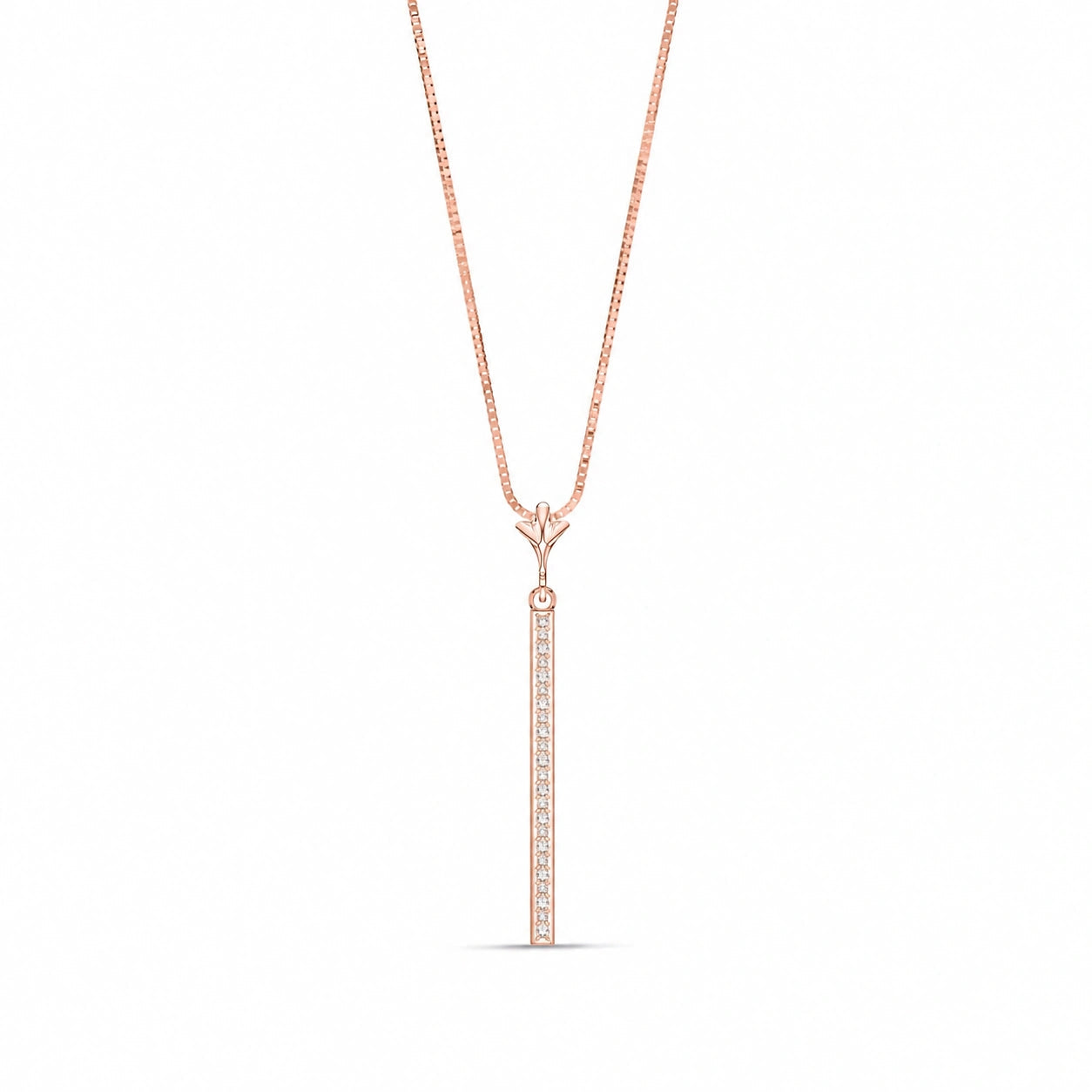 Rose Gold Petal Pendant Necklace Diamond 10K — Saveria
