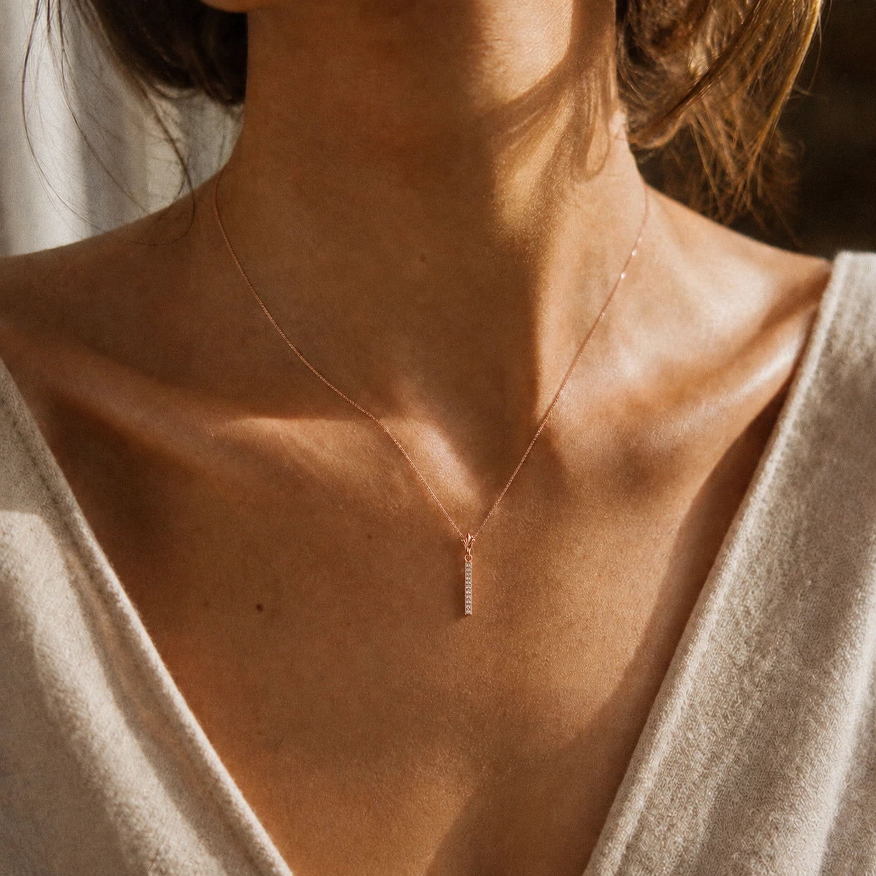 Rose Gold Petal Pendant Necklace Diamond 10K — Saveria