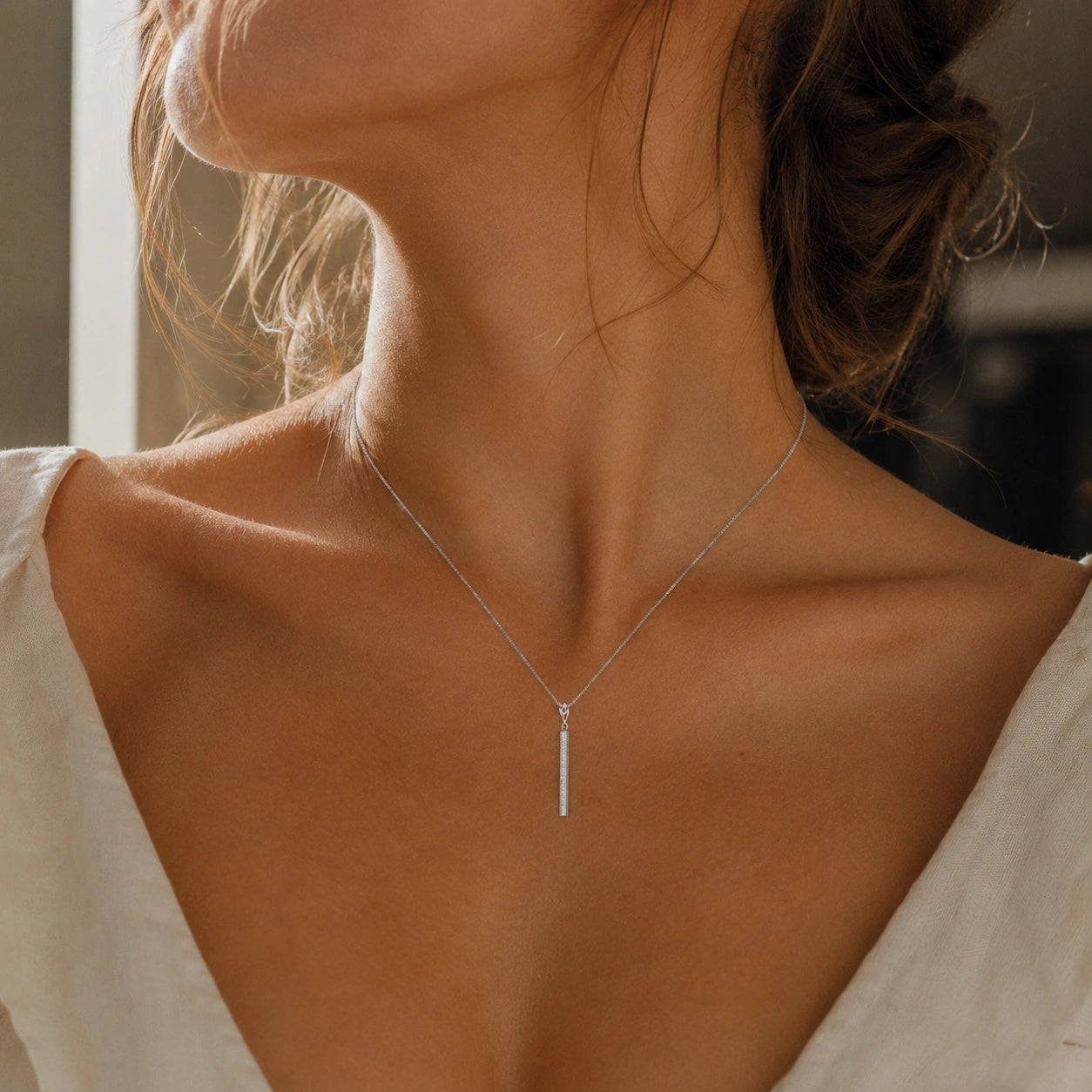 White Gold Petal Pendant Necklace Diamond 10K — Saveria
