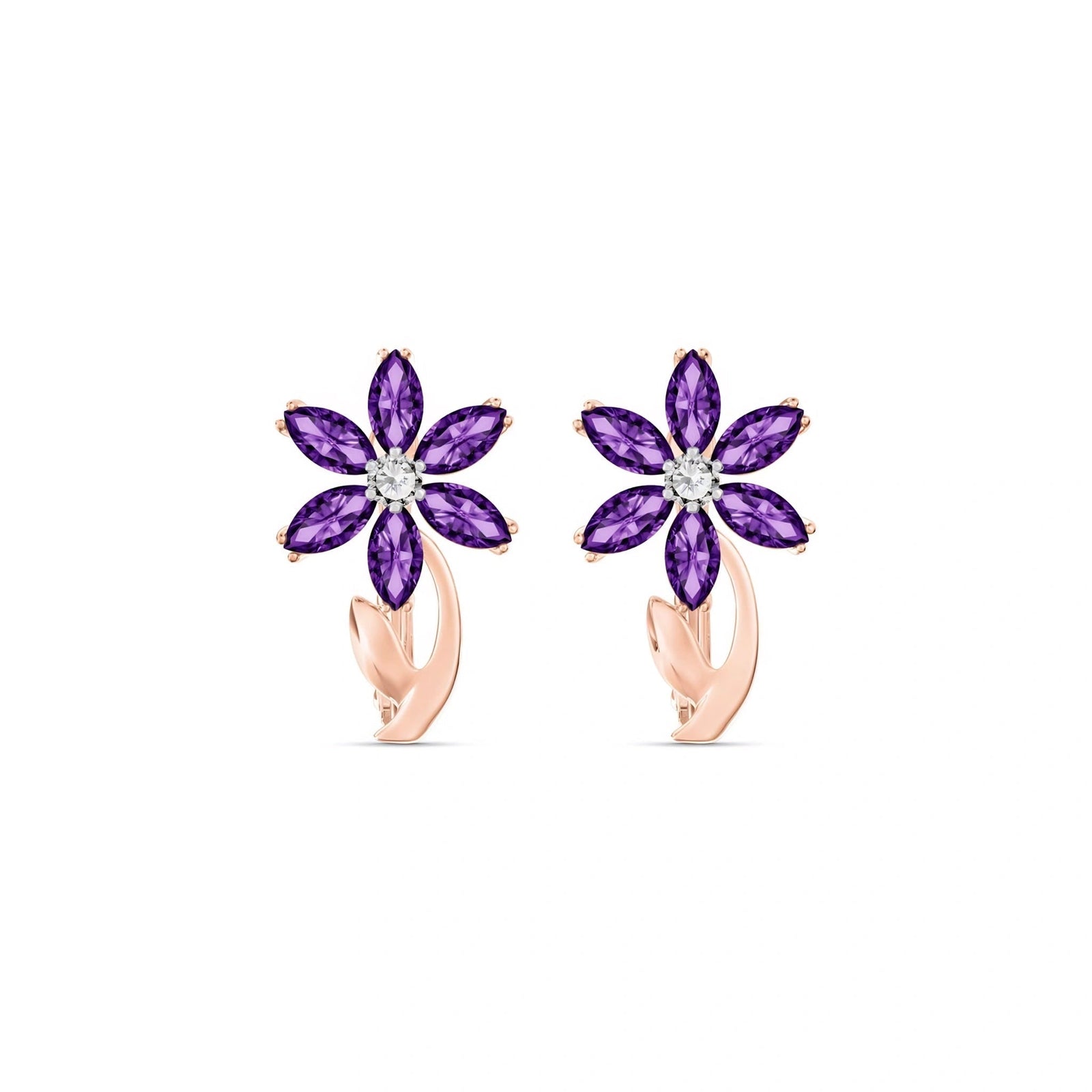 Rose Gold Earrings Amethyst 10K — Carolina