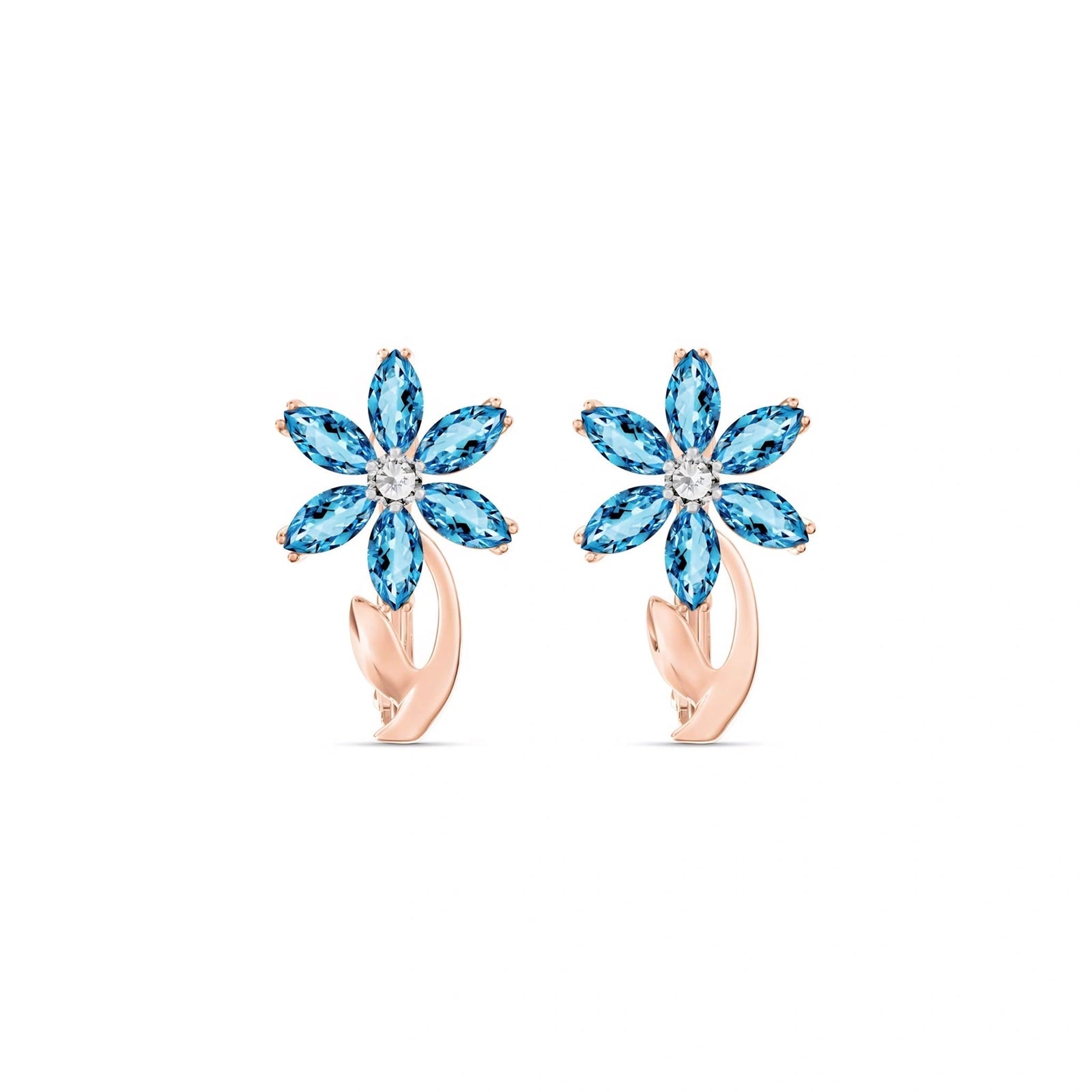 Rose Gold Earrings Blue Topaz 10K — Carolina