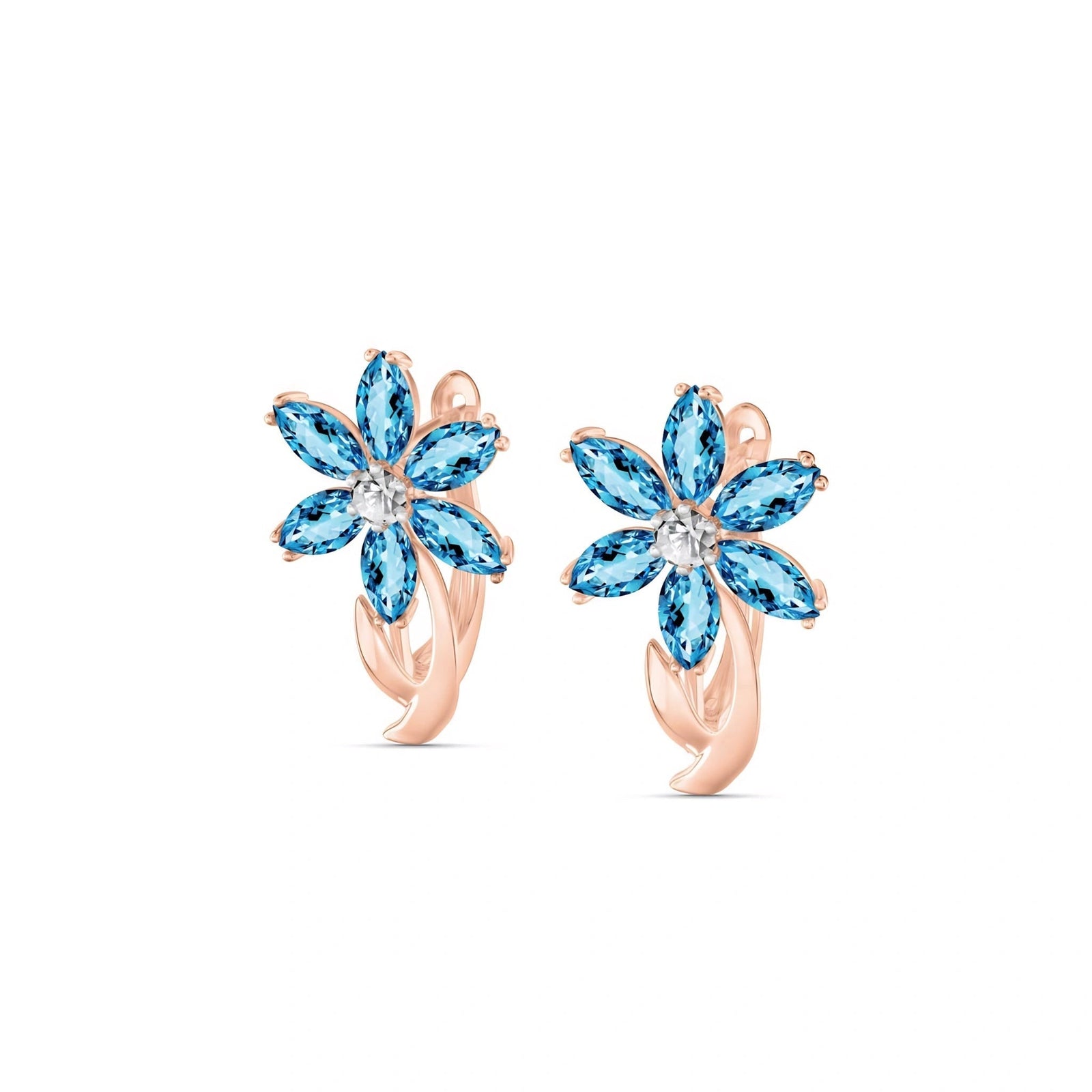 Rose Gold Earrings Blue Topaz 10K — Carolina