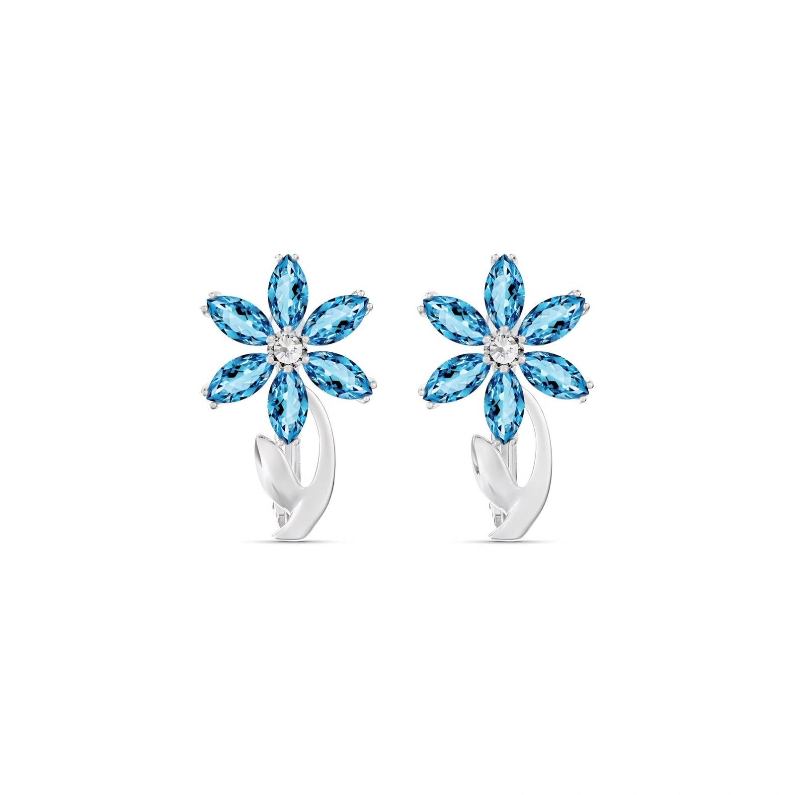 White Gold Earrings Blue Topaz 10K — Carolina