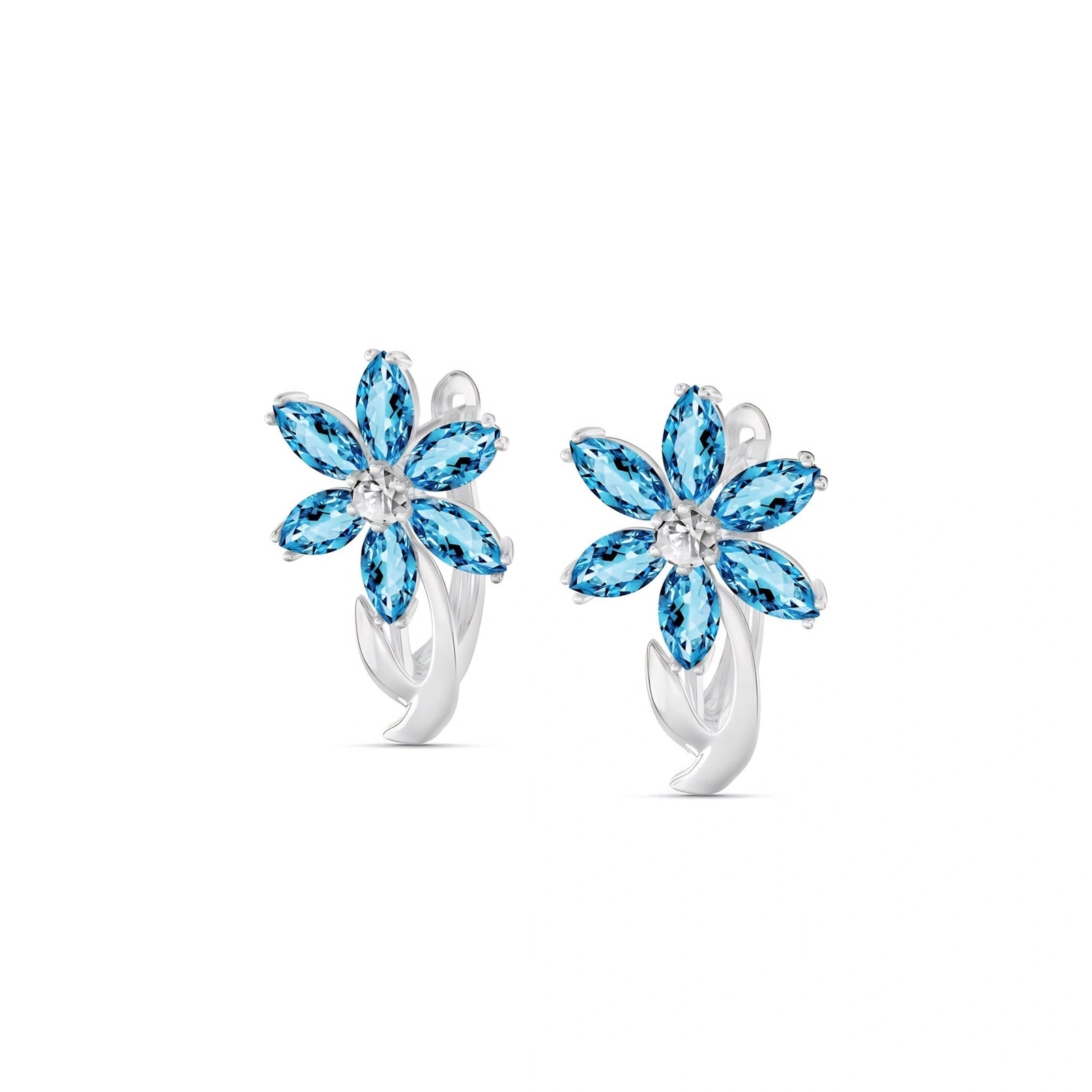 White Gold Earrings Blue Topaz 10K — Carolina
