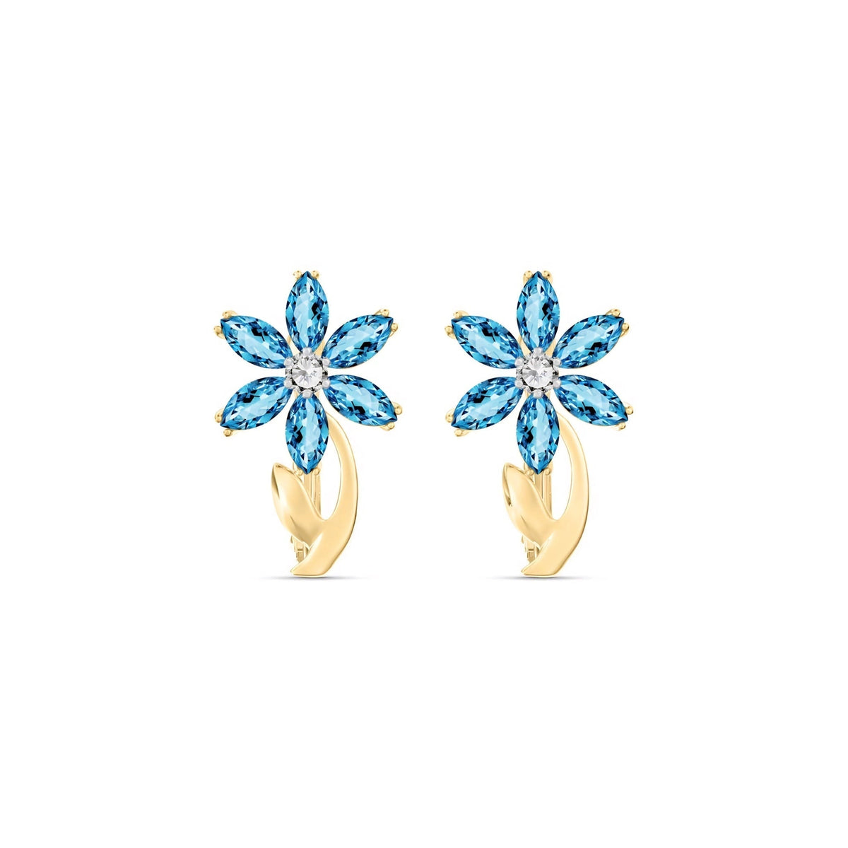 Yellow Gold Earrings Blue Topaz 10K — Carolina