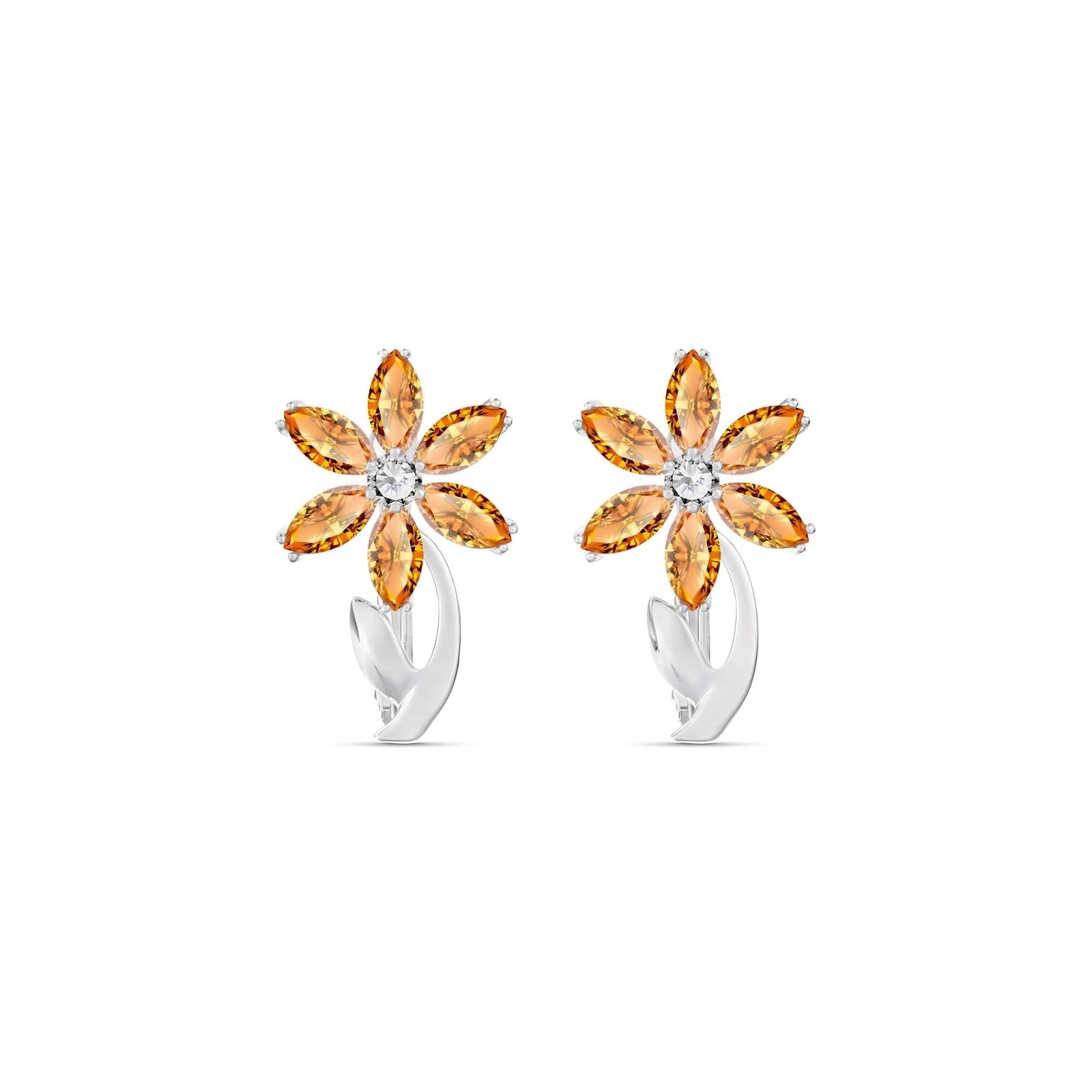 White Gold Earrings Citrine 10K — Carolina