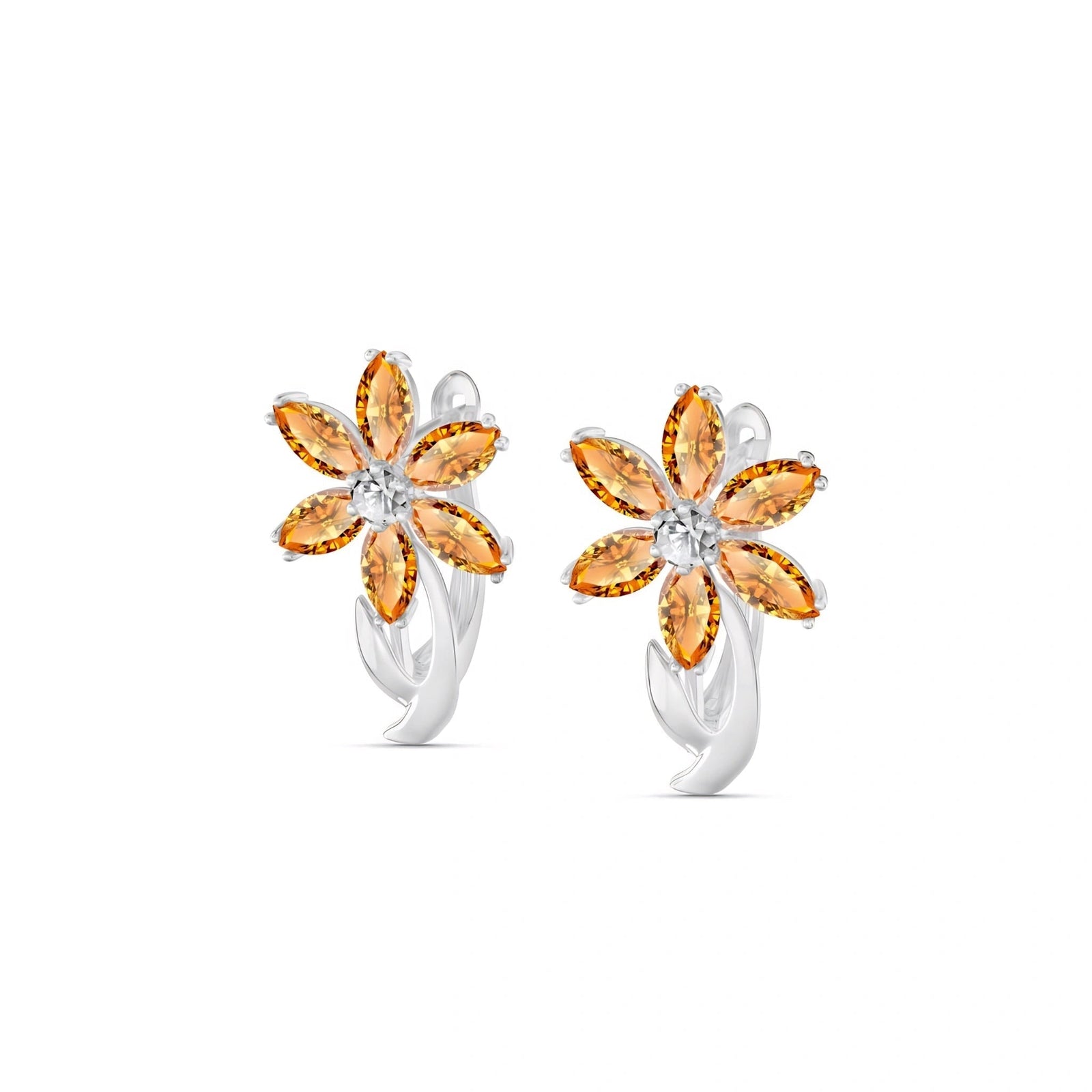 White Gold Earrings Citrine 10K — Carolina