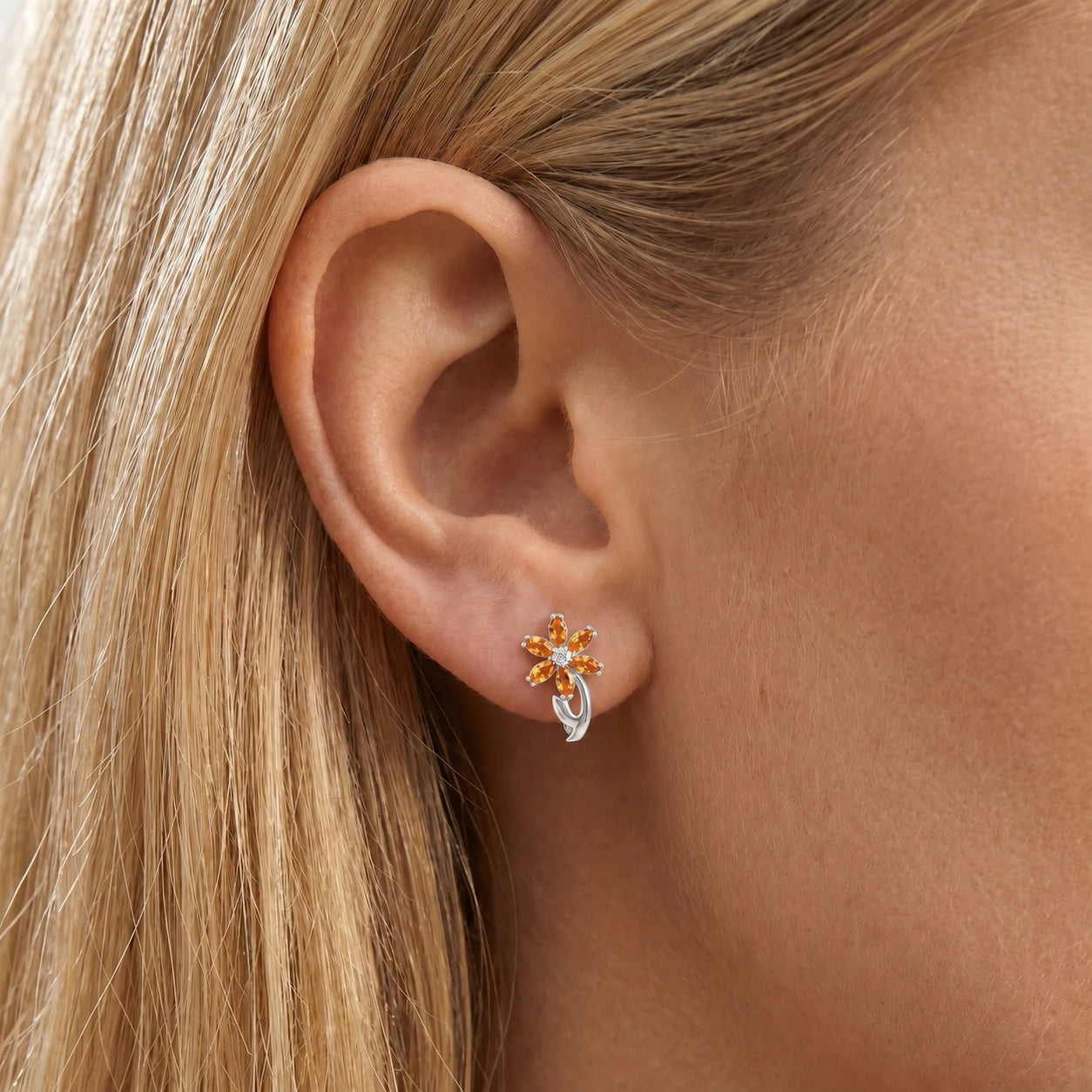 White Gold Earrings Citrine 10K — Carolina