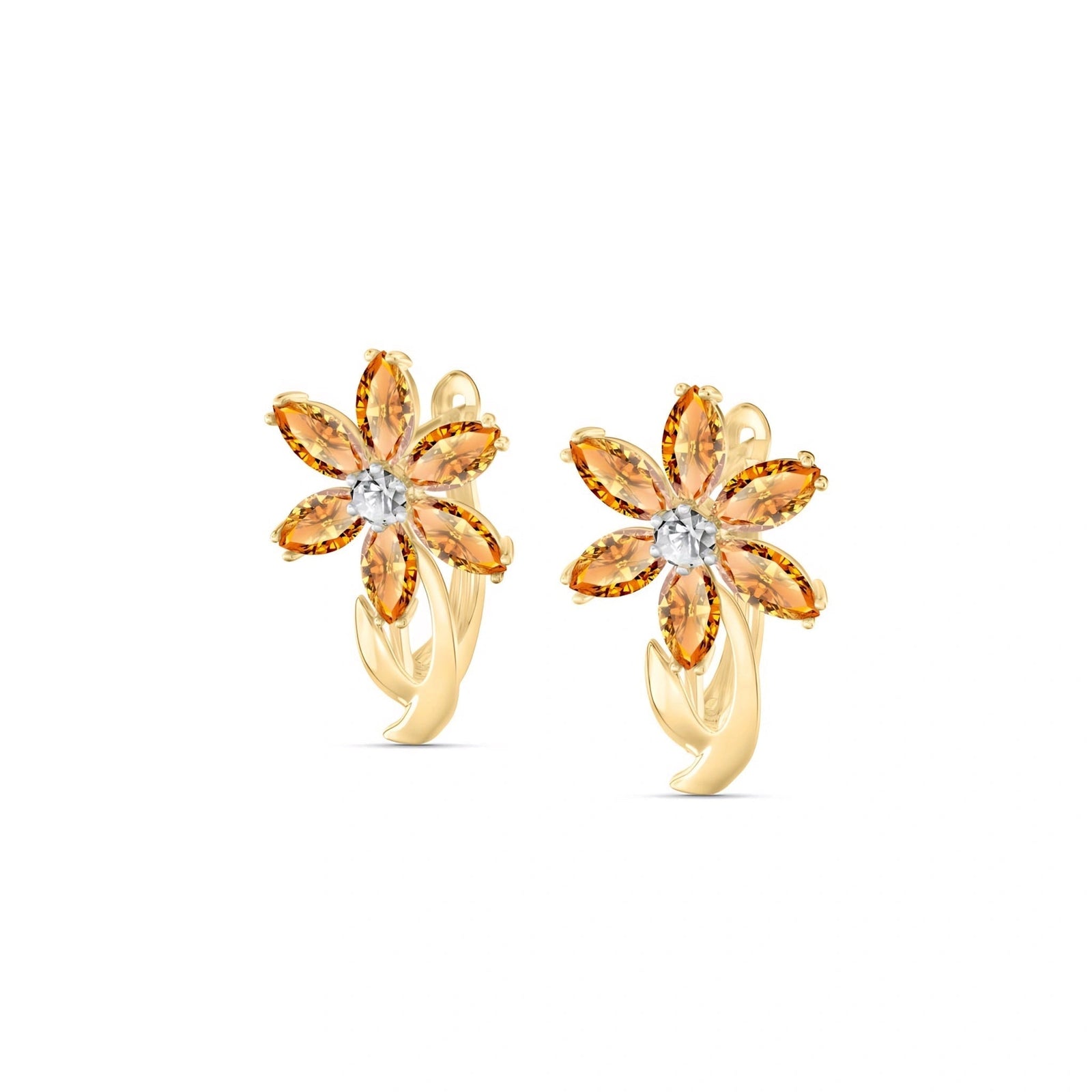 Yellow Gold Earrings Citrine 10K — Carolina