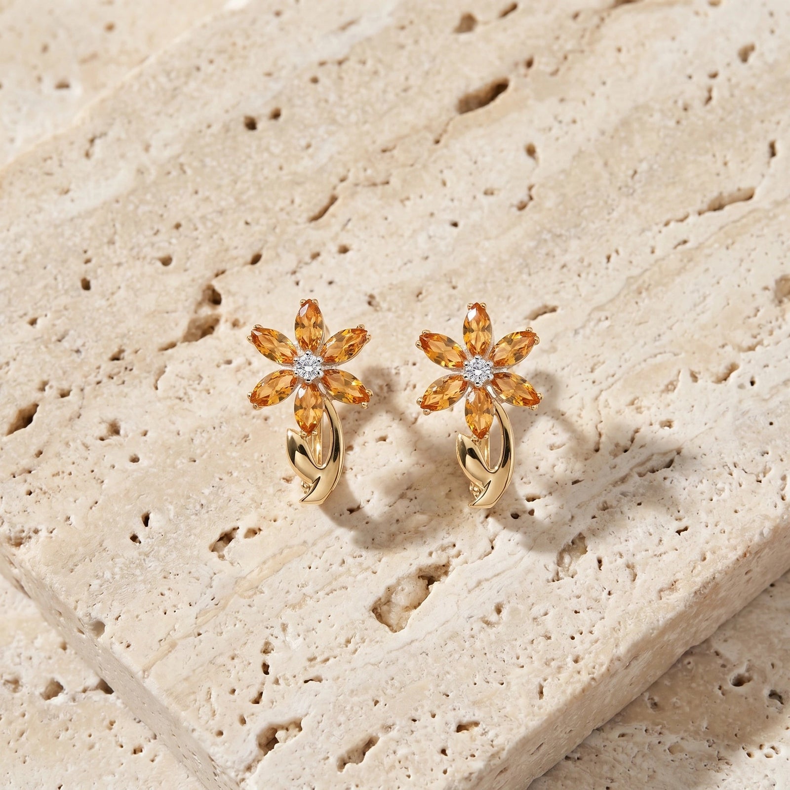 Yellow Gold Earrings Citrine 10K — Carolina