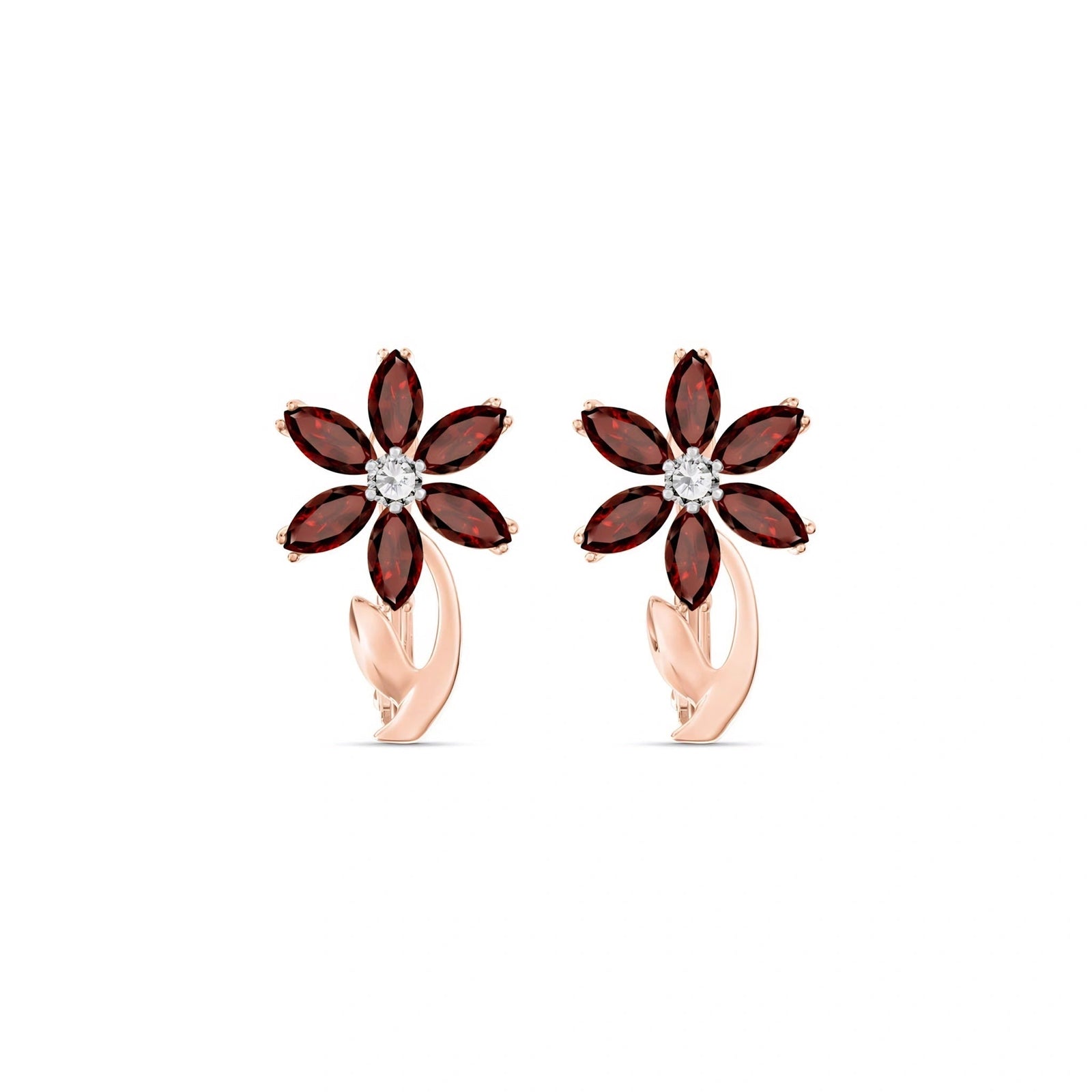Rose Gold Earrings Garnet 10K — Carolina