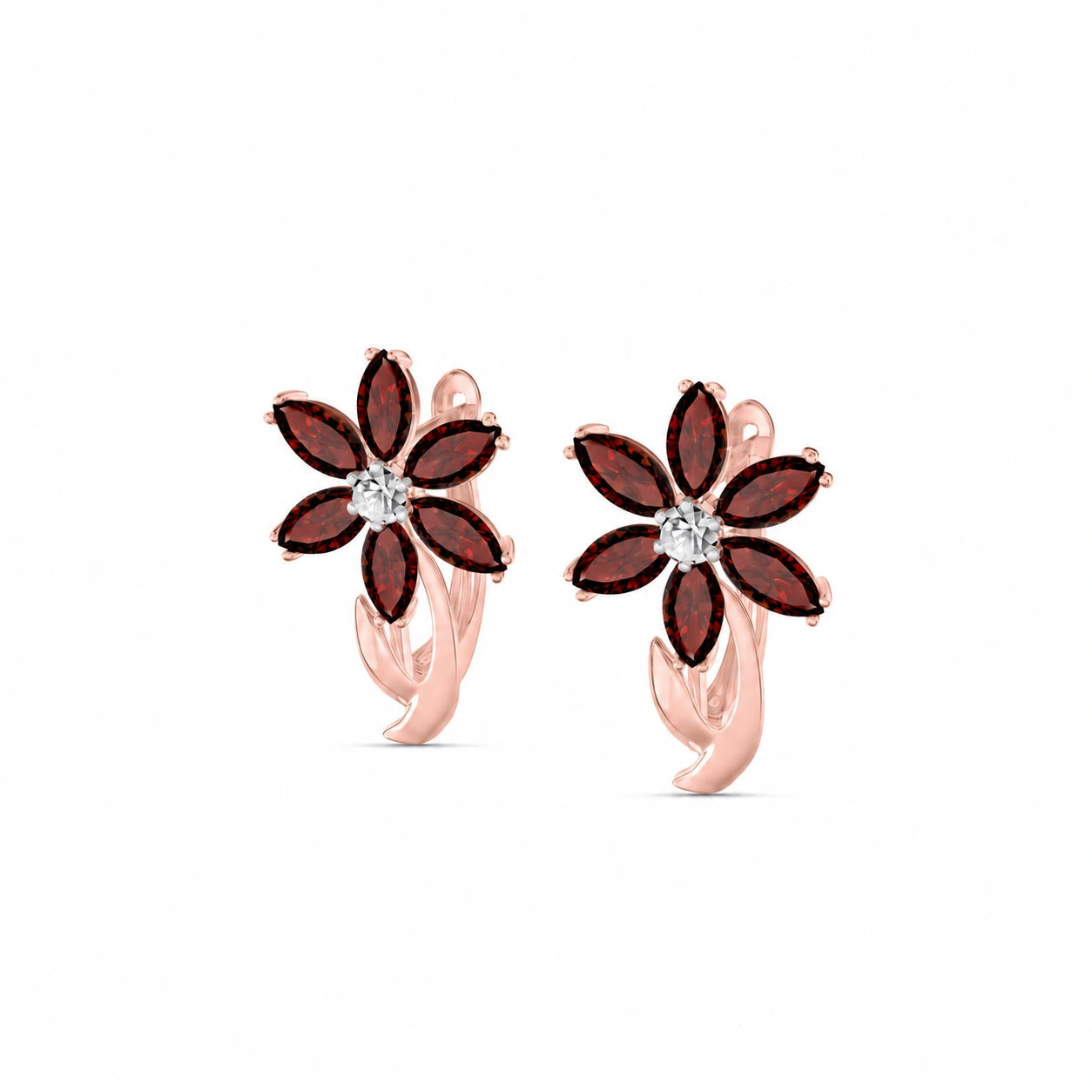 Rose Gold Earrings Garnet 10K — Carolina