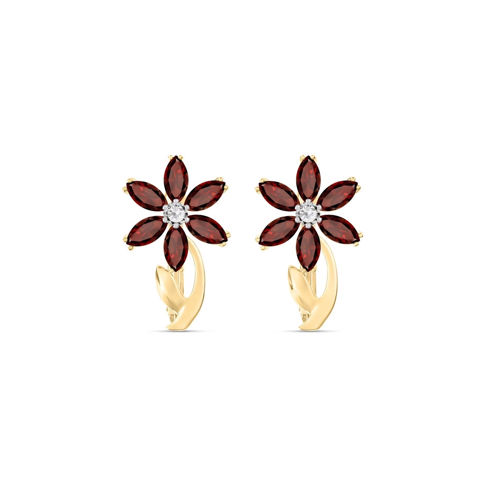 Yellow Gold Earrings Garnet 10K — Carolina