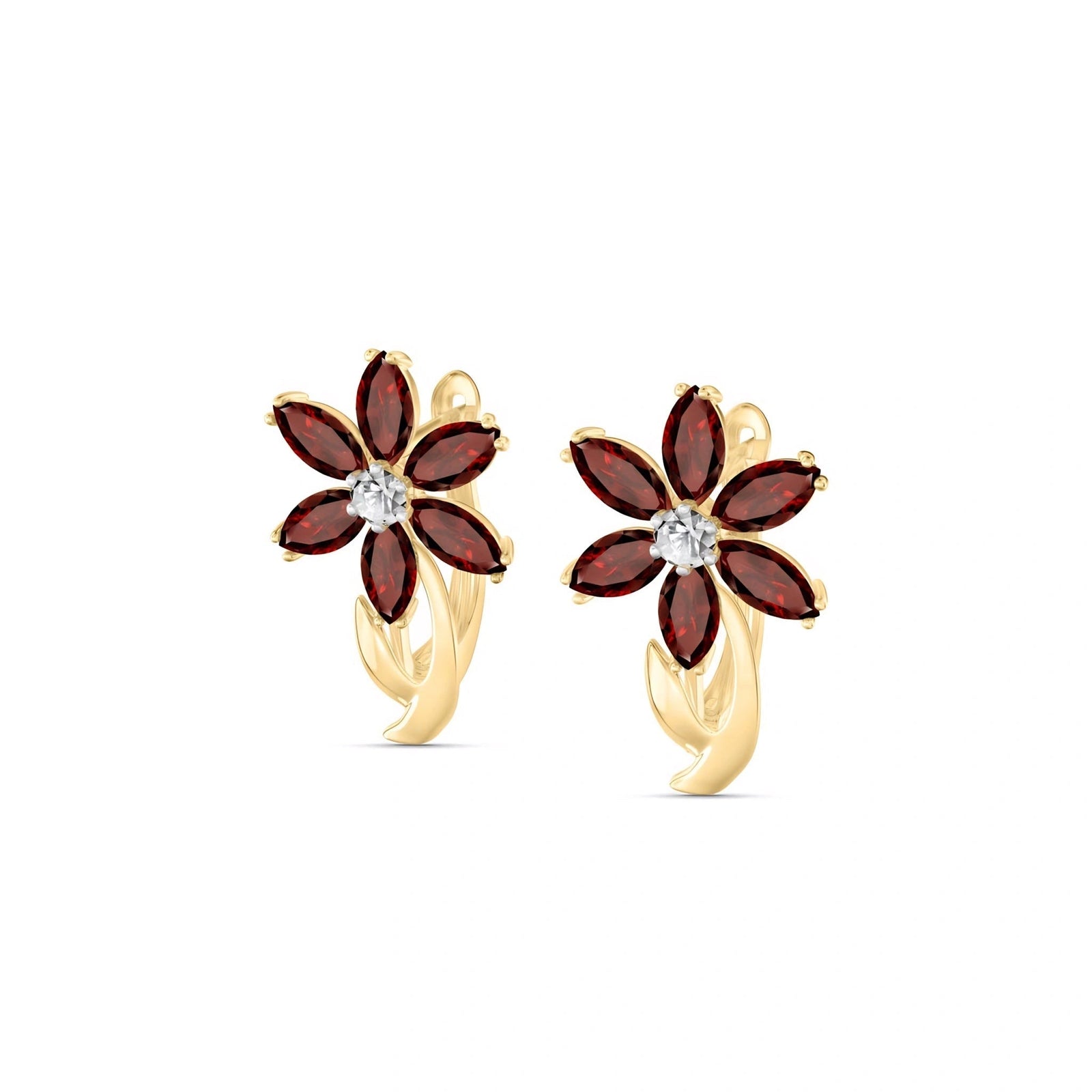 Yellow Gold Earrings Garnet 10K — Carolina
