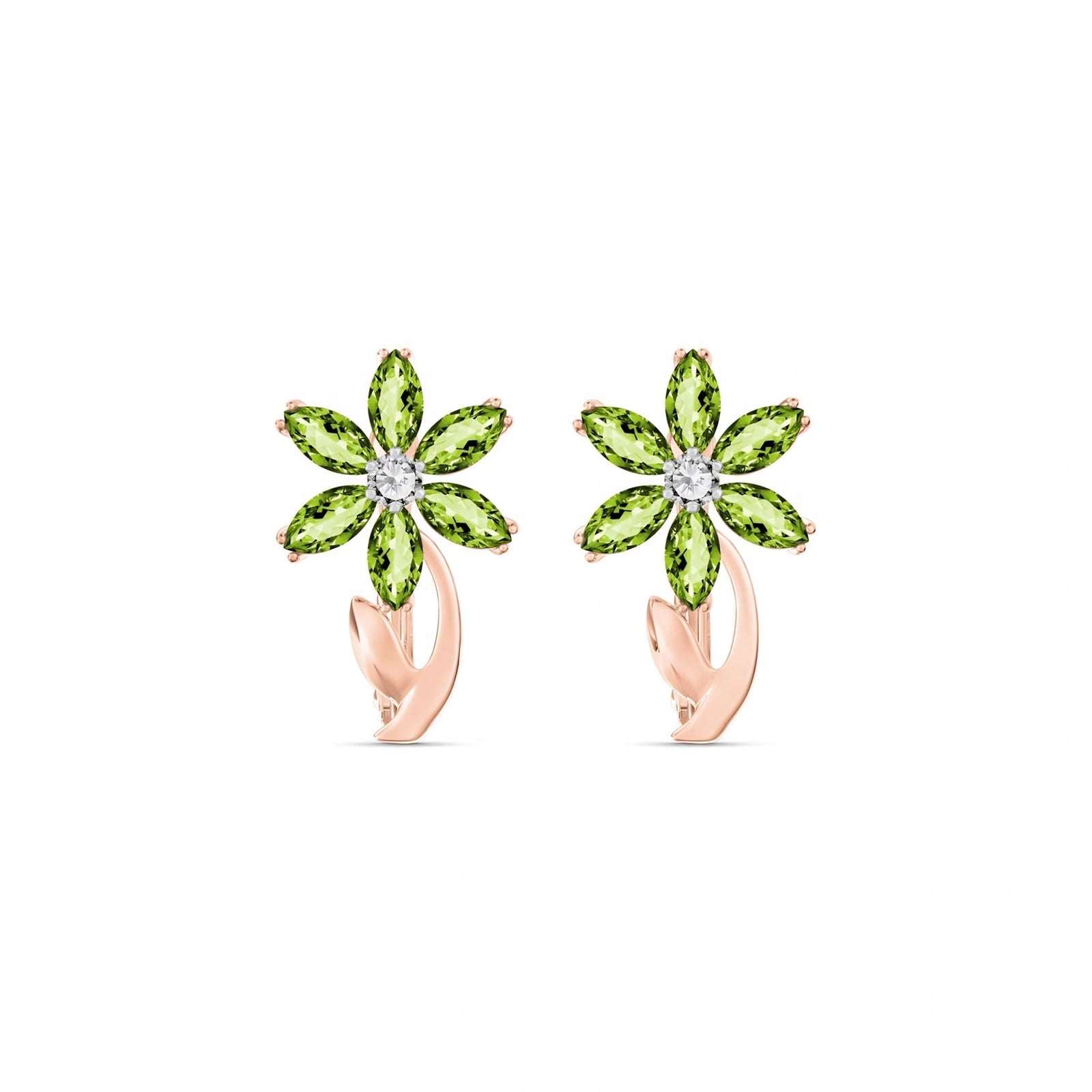 Rose Gold Earrings Peridot 10K — Carolina