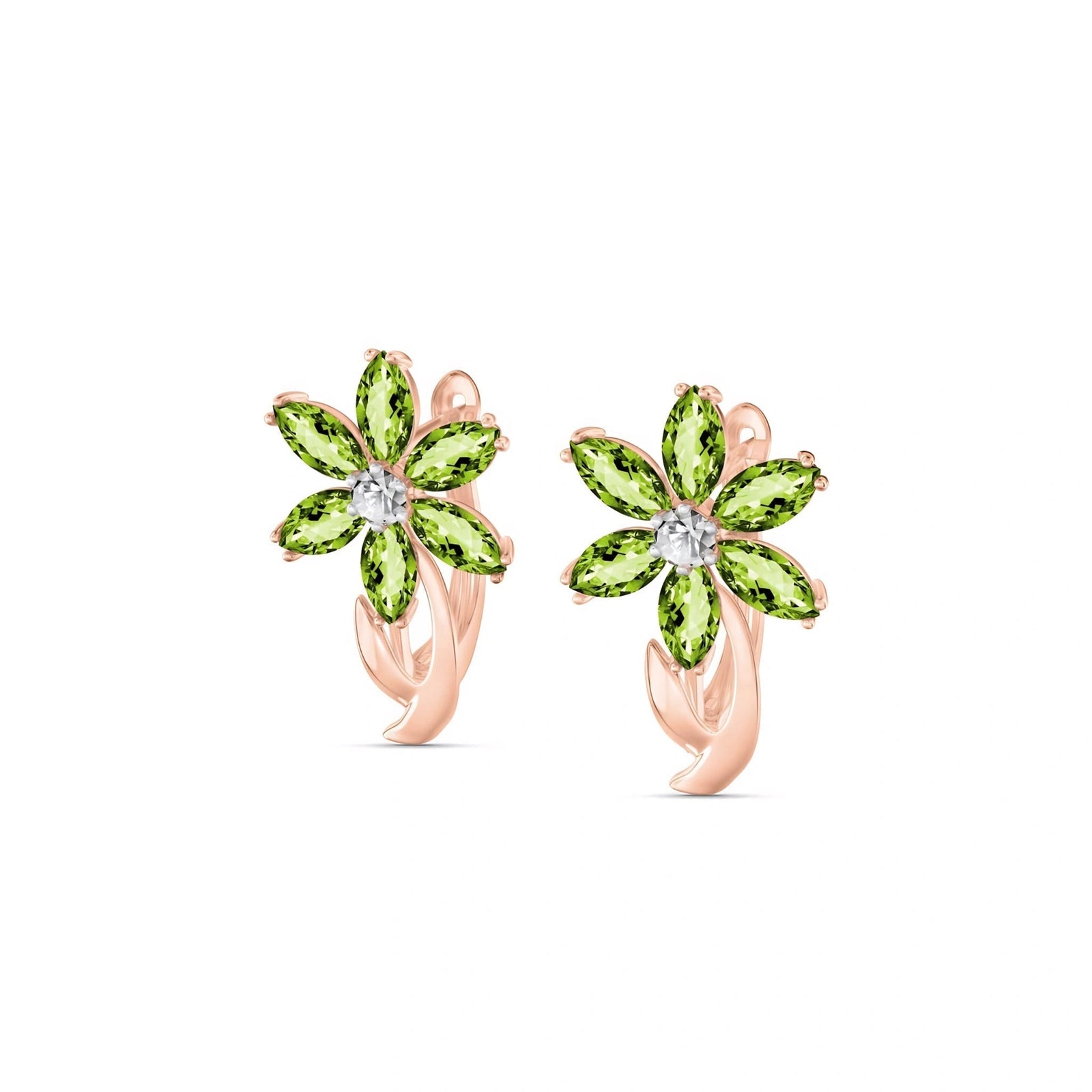 Rose Gold Earrings Peridot 10K — Carolina