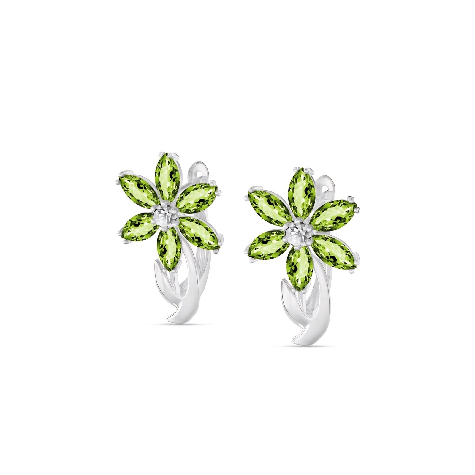 White Gold Earrings Peridot 10K — Carolina