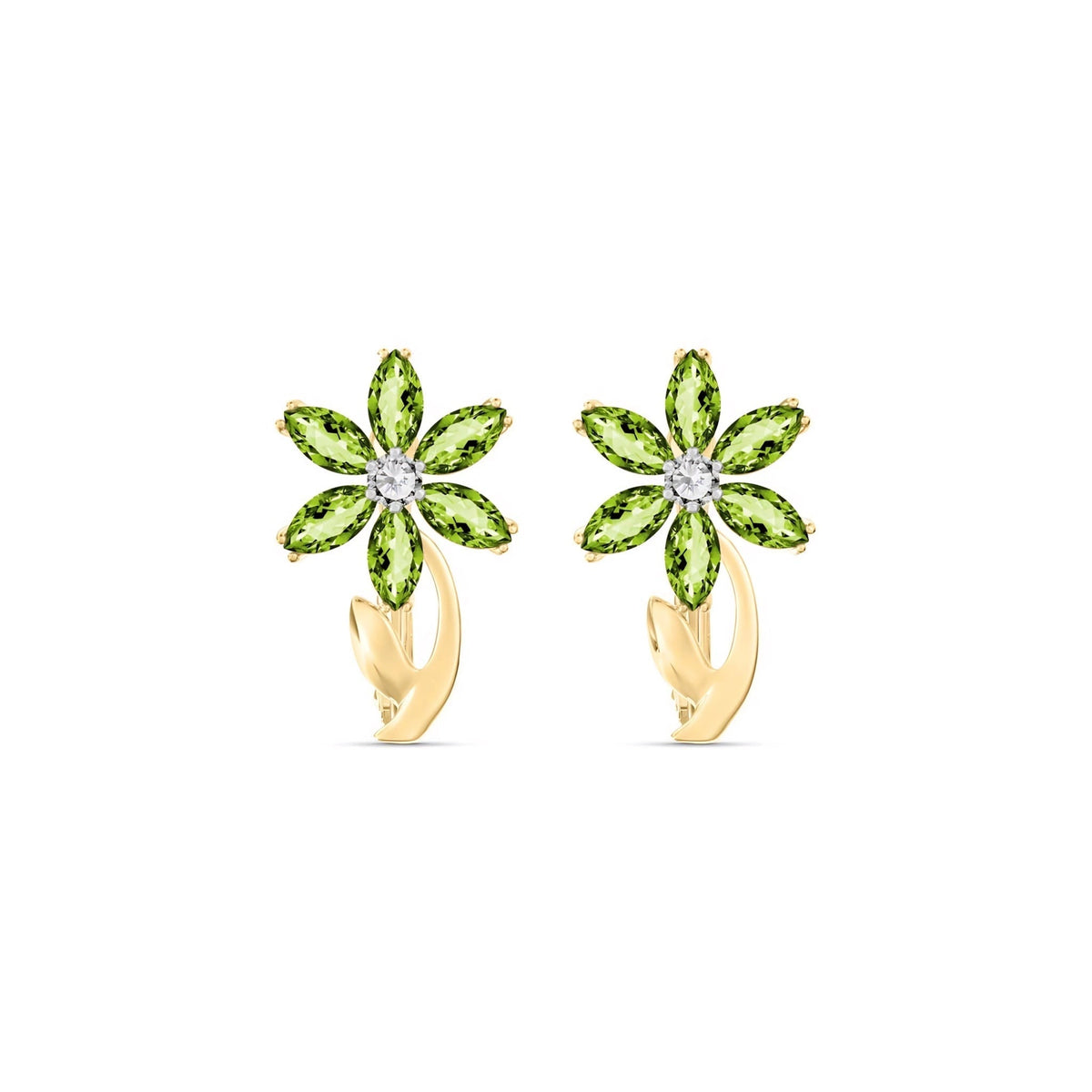 Yellow Gold Earrings Peridot 10K — Carolina