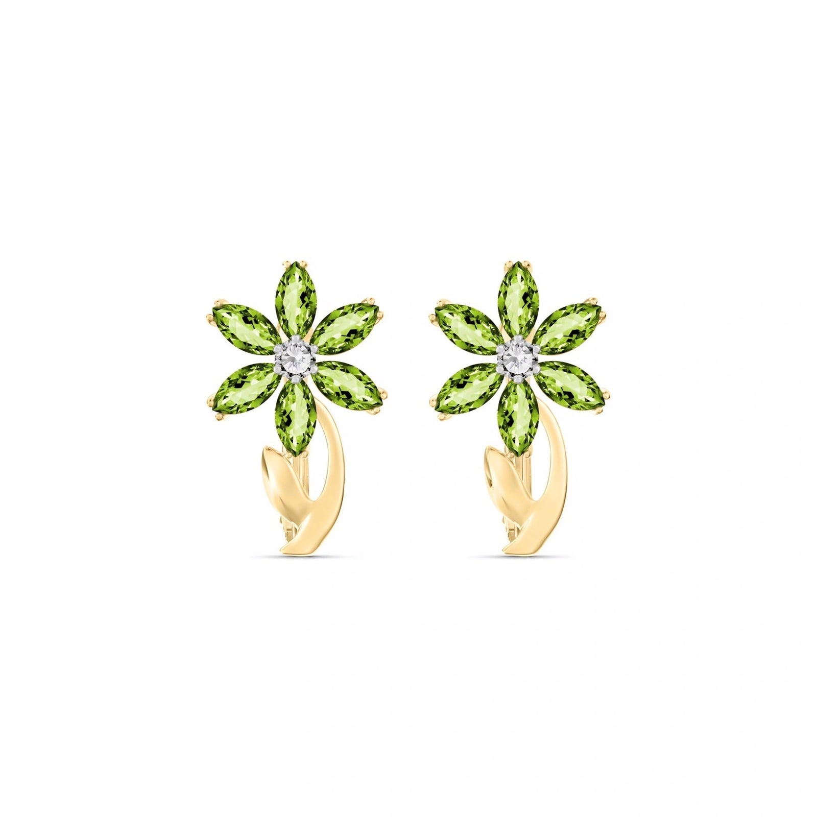 Yellow Gold Earrings Peridot 10K — Carolina