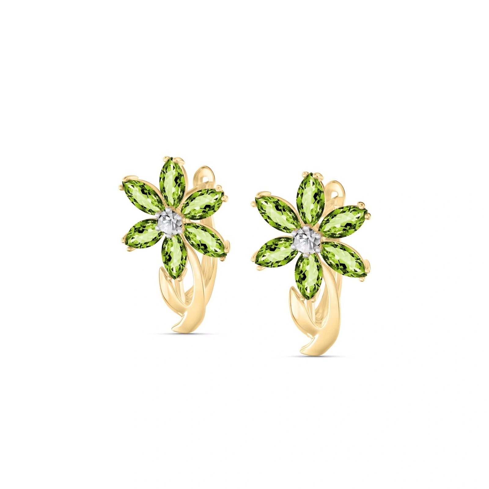 Yellow Gold Earrings Peridot 10K — Carolina