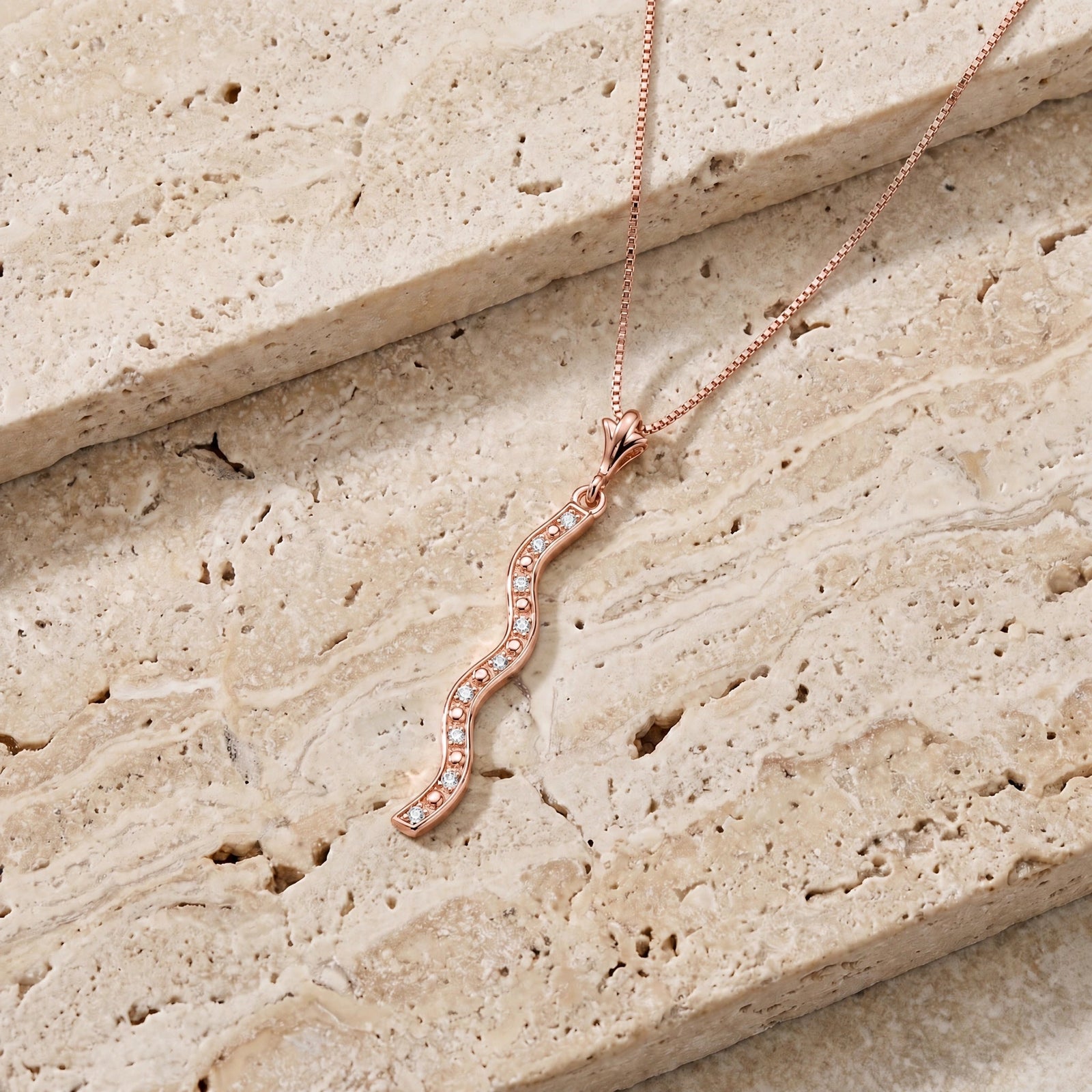 Rose Gold Road Necklace Diamond 10K — Marcellina