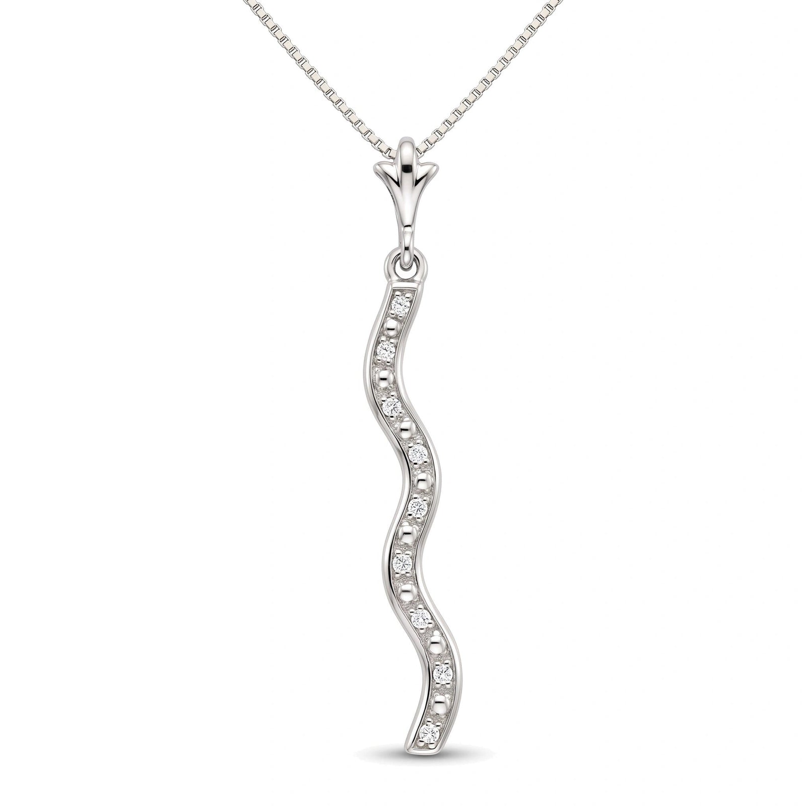 White Gold Road Necklace Diamond 10K — Marcellina