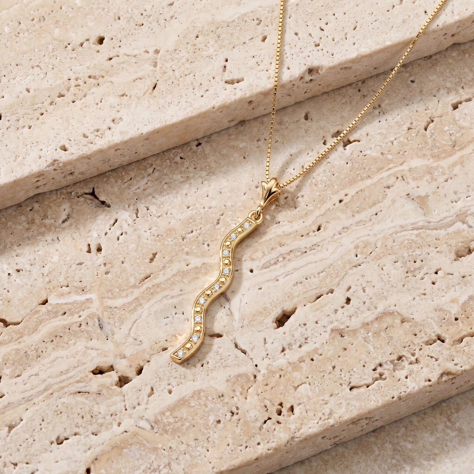 Yellow Gold Road Necklace Diamond 10K — Marcellina