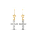 Yellow Gold Heritage Cross Drop Earrings Diamond 10K — Nicoletta
