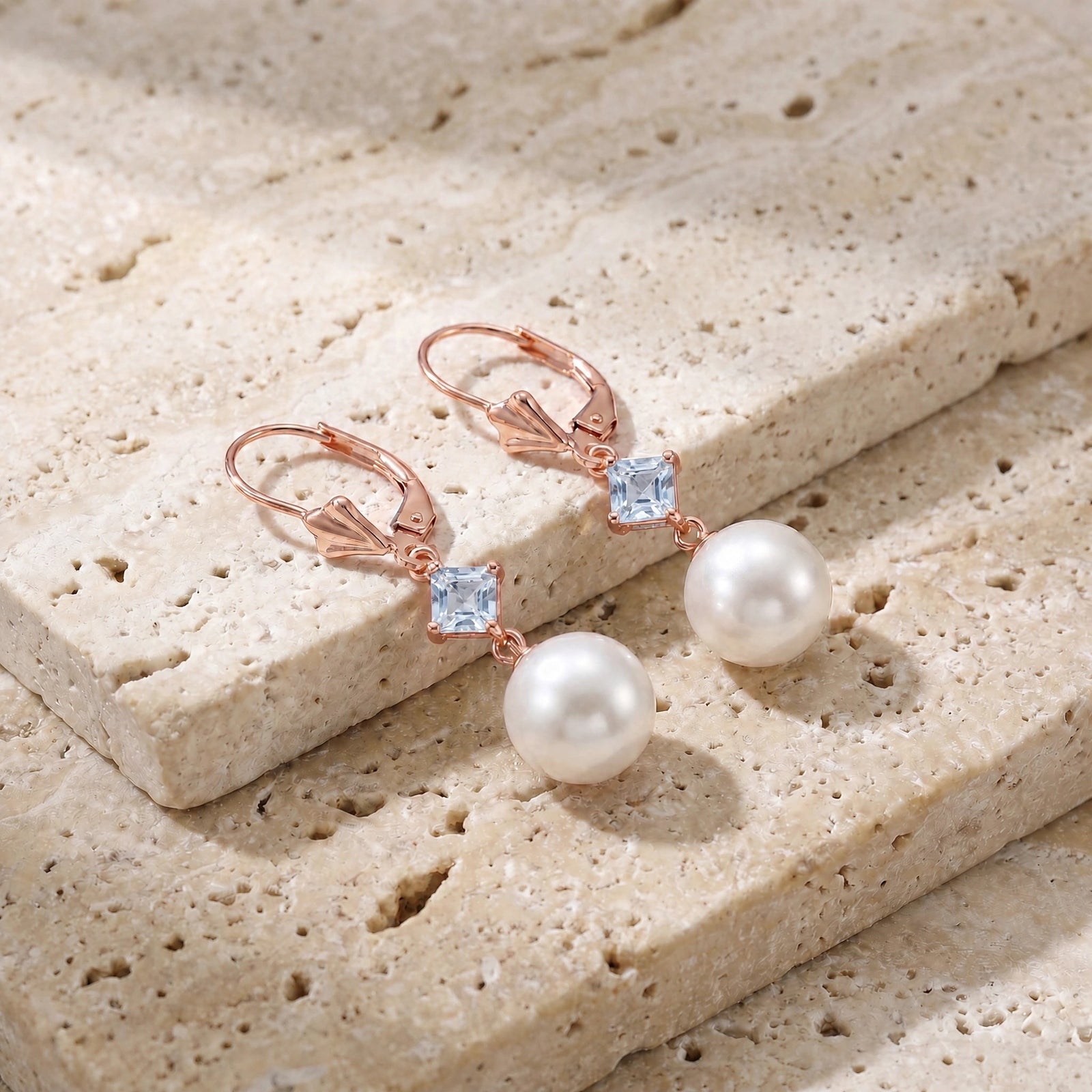 Rose Gold Earrings Pearl 10K — Iole