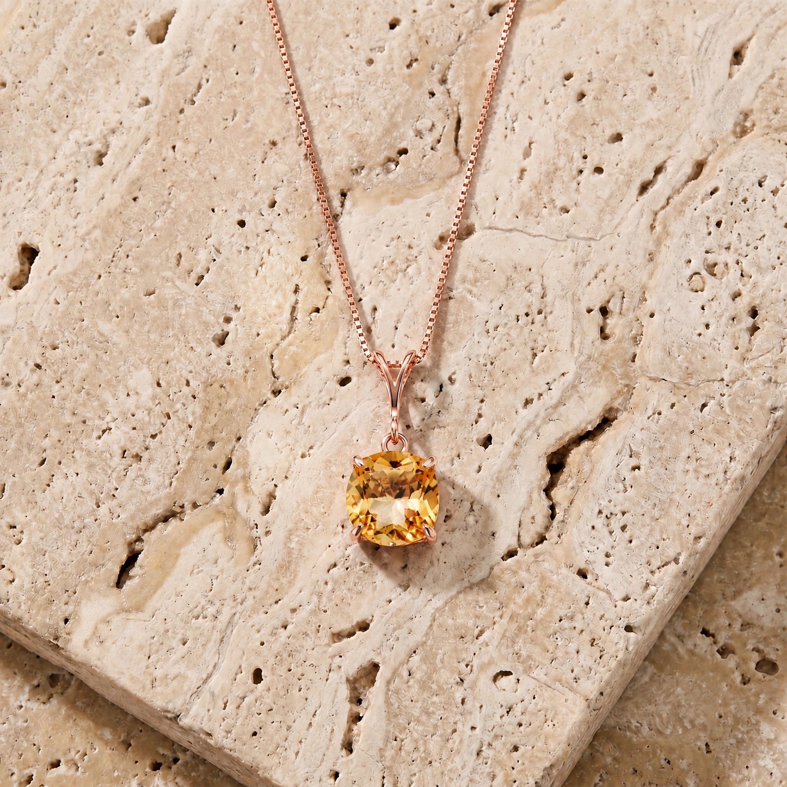 Rose Gold Petal Necklace Citrine 10K — Bianca